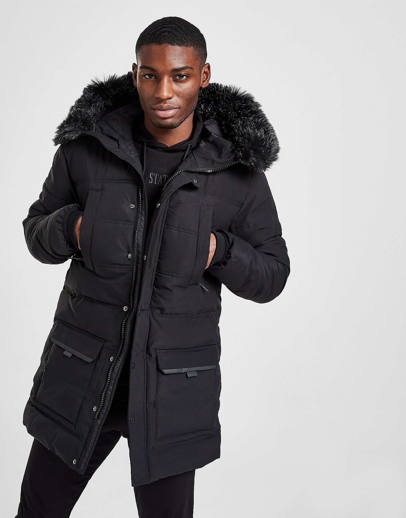 

Status Acko Padded Parka Jacket - Black - Mens, Black