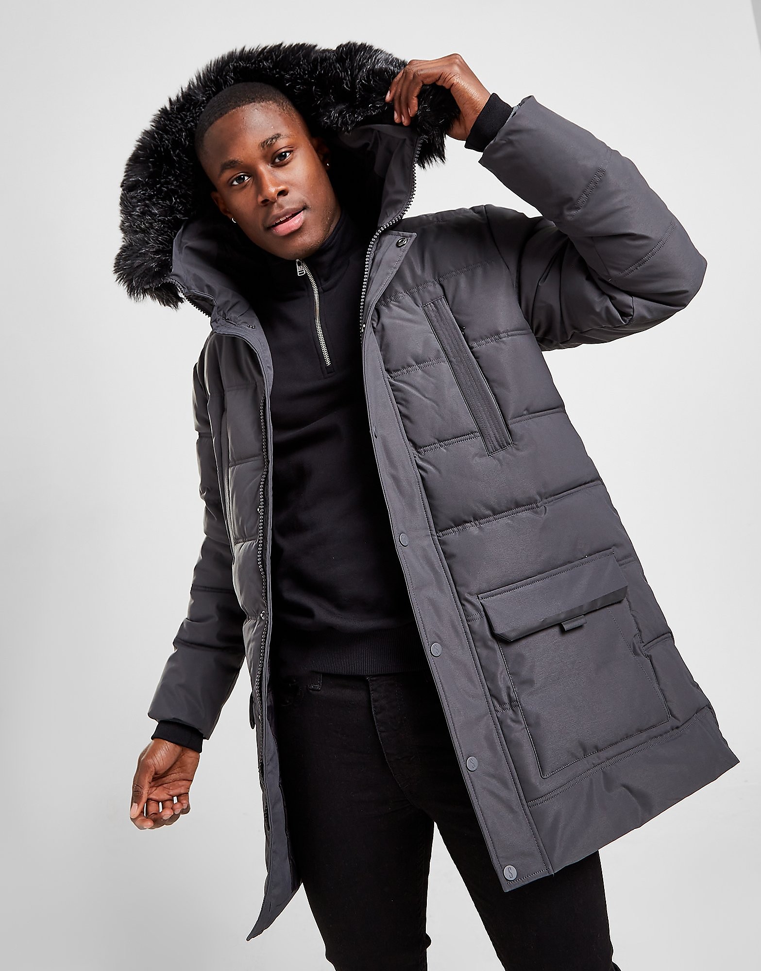 Status Acko Parka Jacket - Grey - Mens, Grey