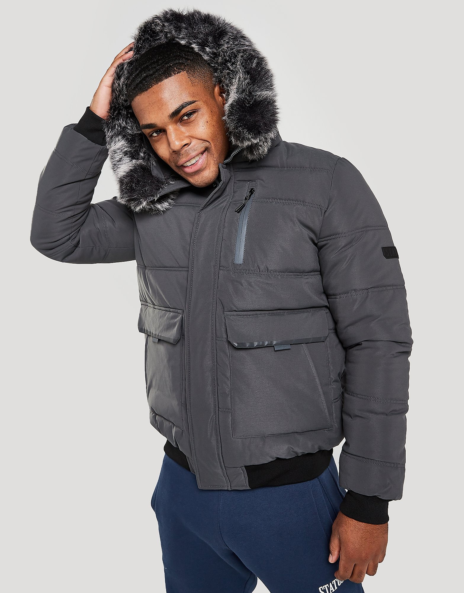 

Status Russi Bomber Parka - Grey - Mens, Grey