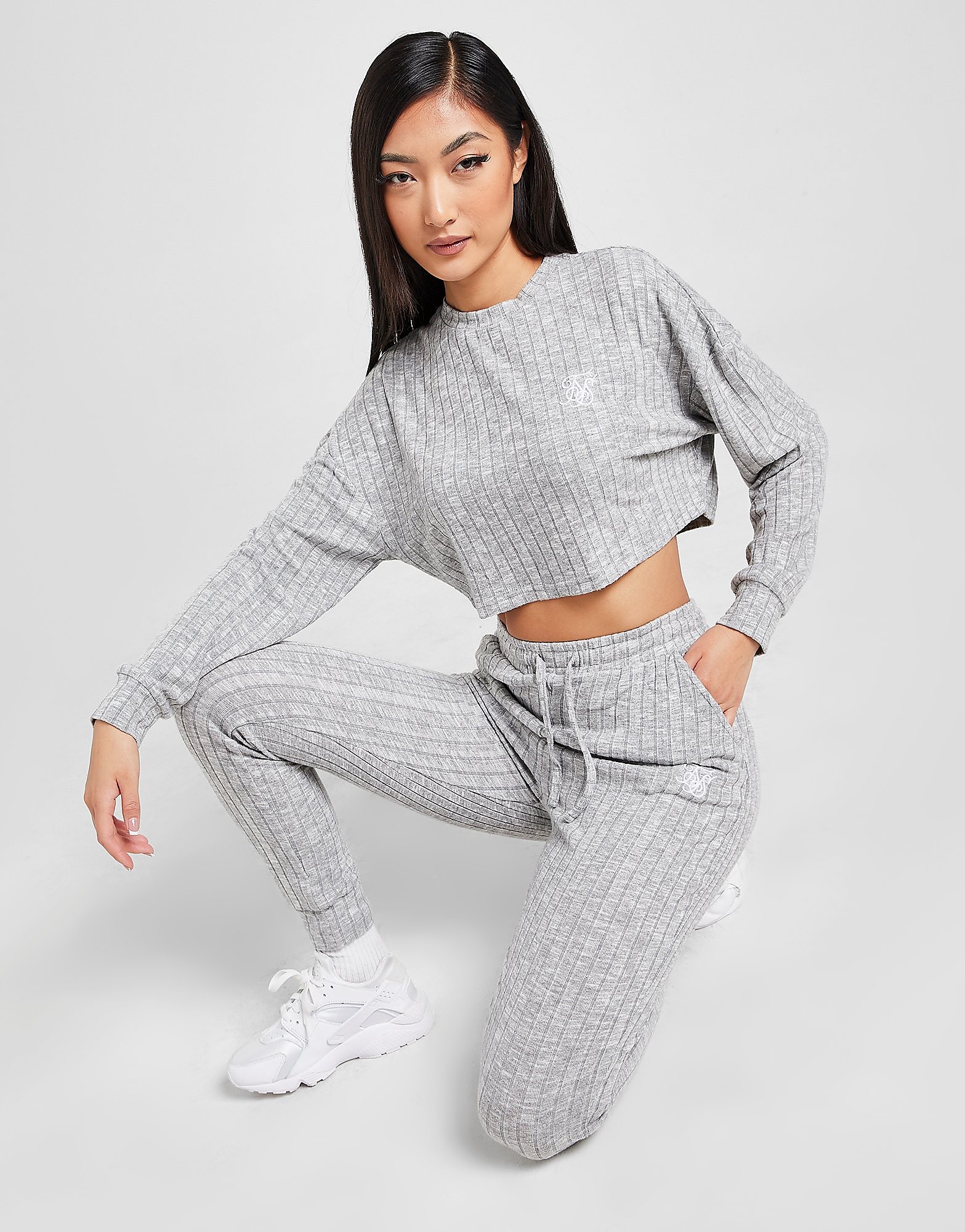 

SikSilk Soft Ribbed Joggers - Grey - Womens, Grey