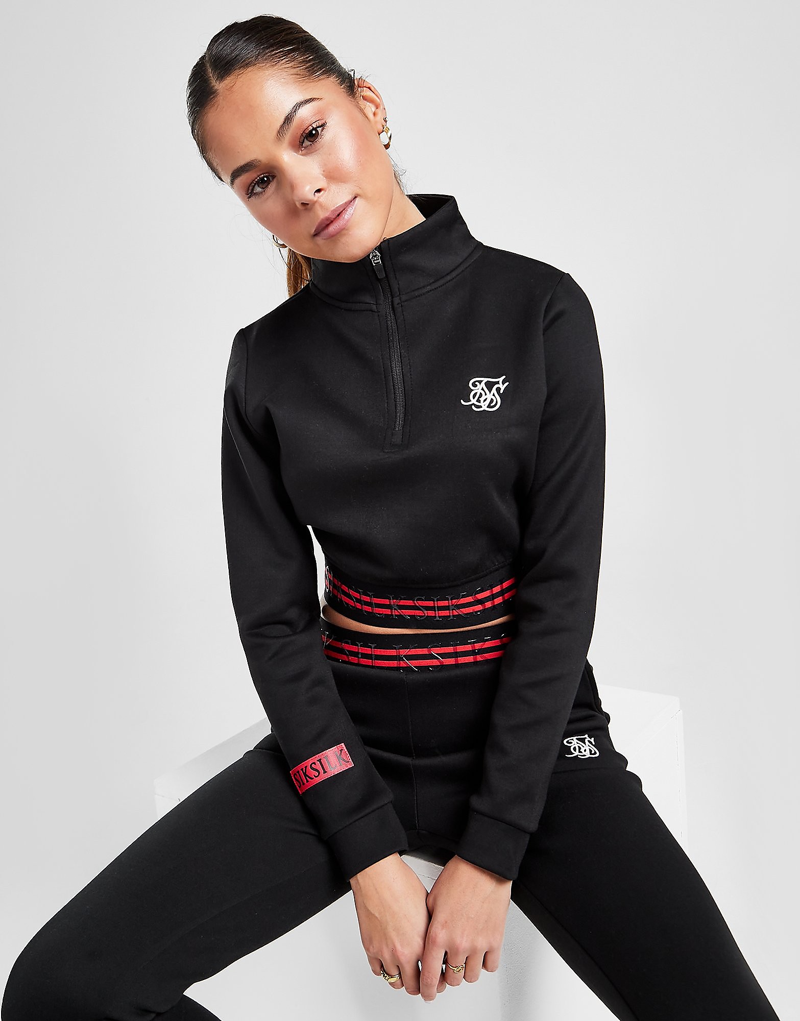 

SikSilk 1/4 Zip Crop Track Top - Black - Womens, Black