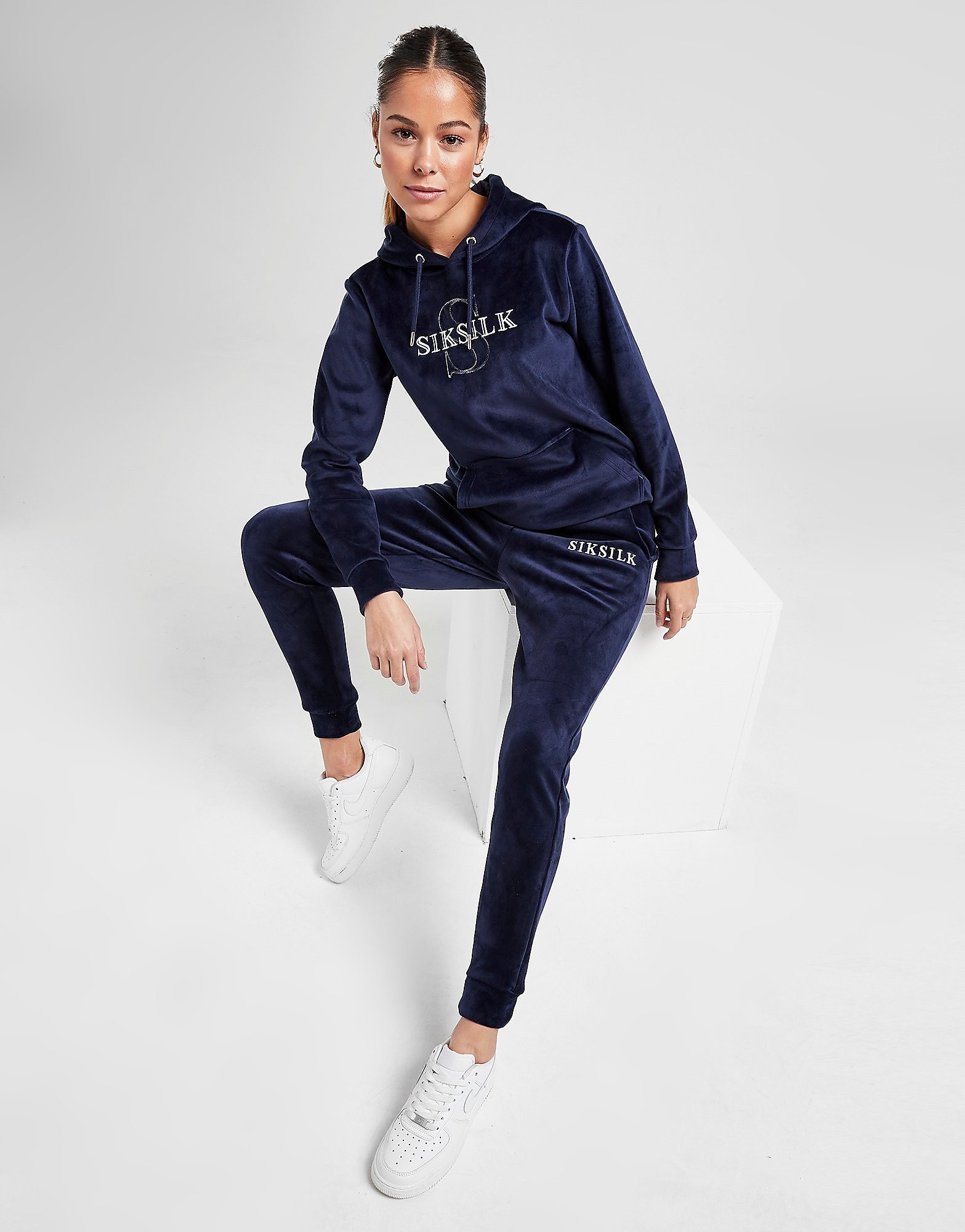 

SikSilk Velour Joggers - Navy - Womens, Navy