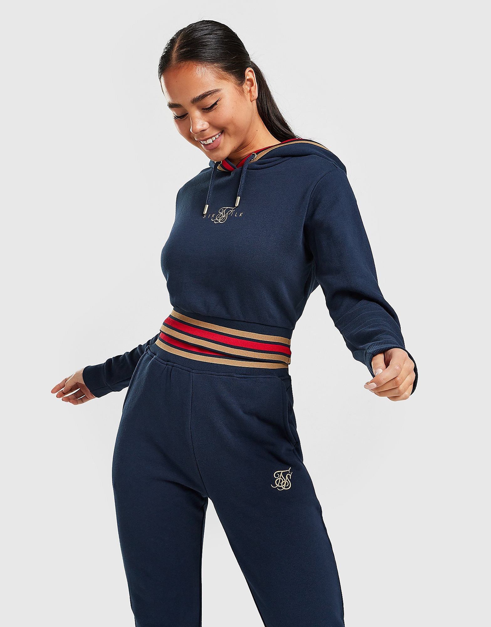 

SikSilk Luxe Crop Hoodie - Navy - Womens, Navy