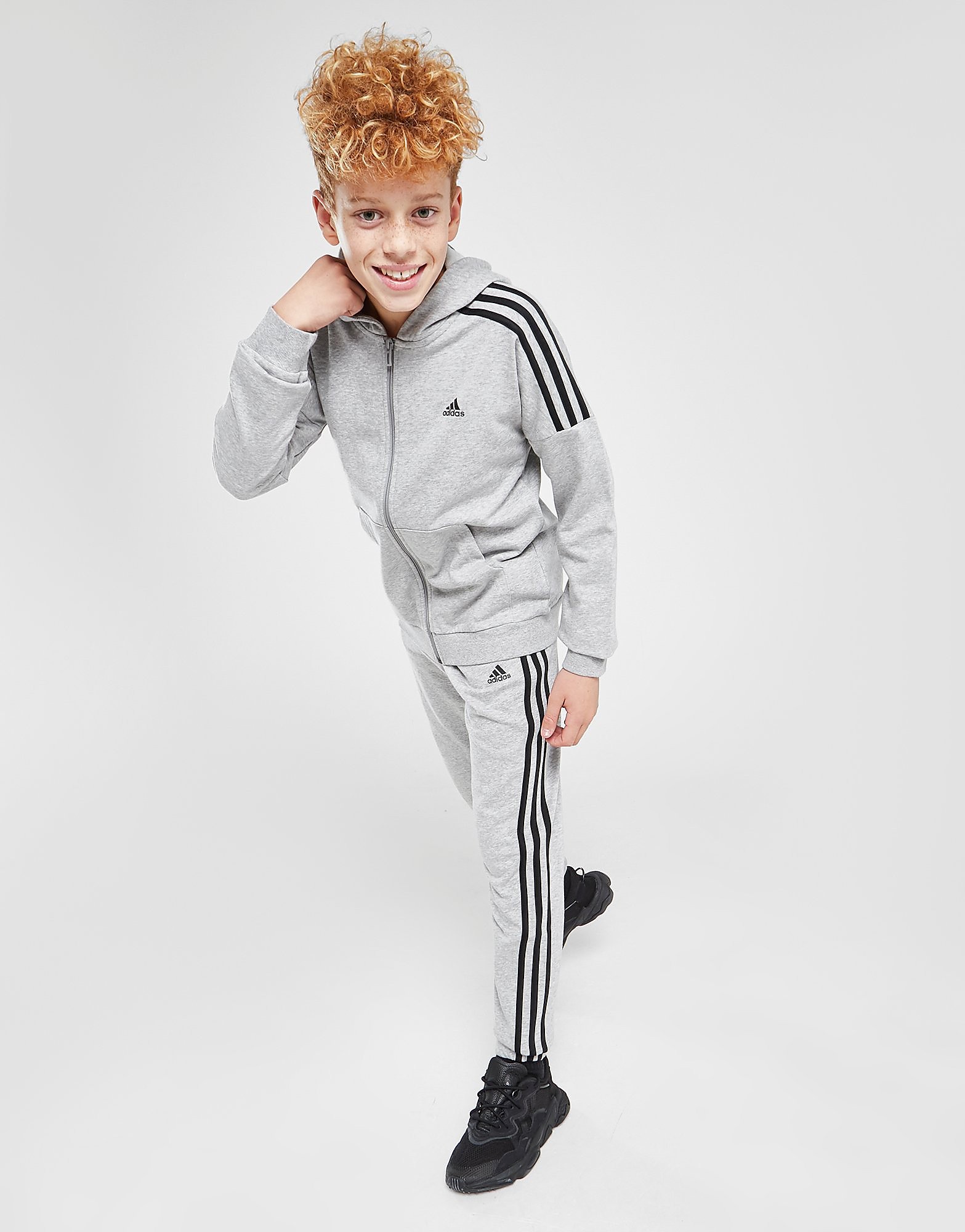 

adidas Cotton Tracksuit Junior - Medium Grey Heather / Black - Kids, Medium Grey Heather / Black