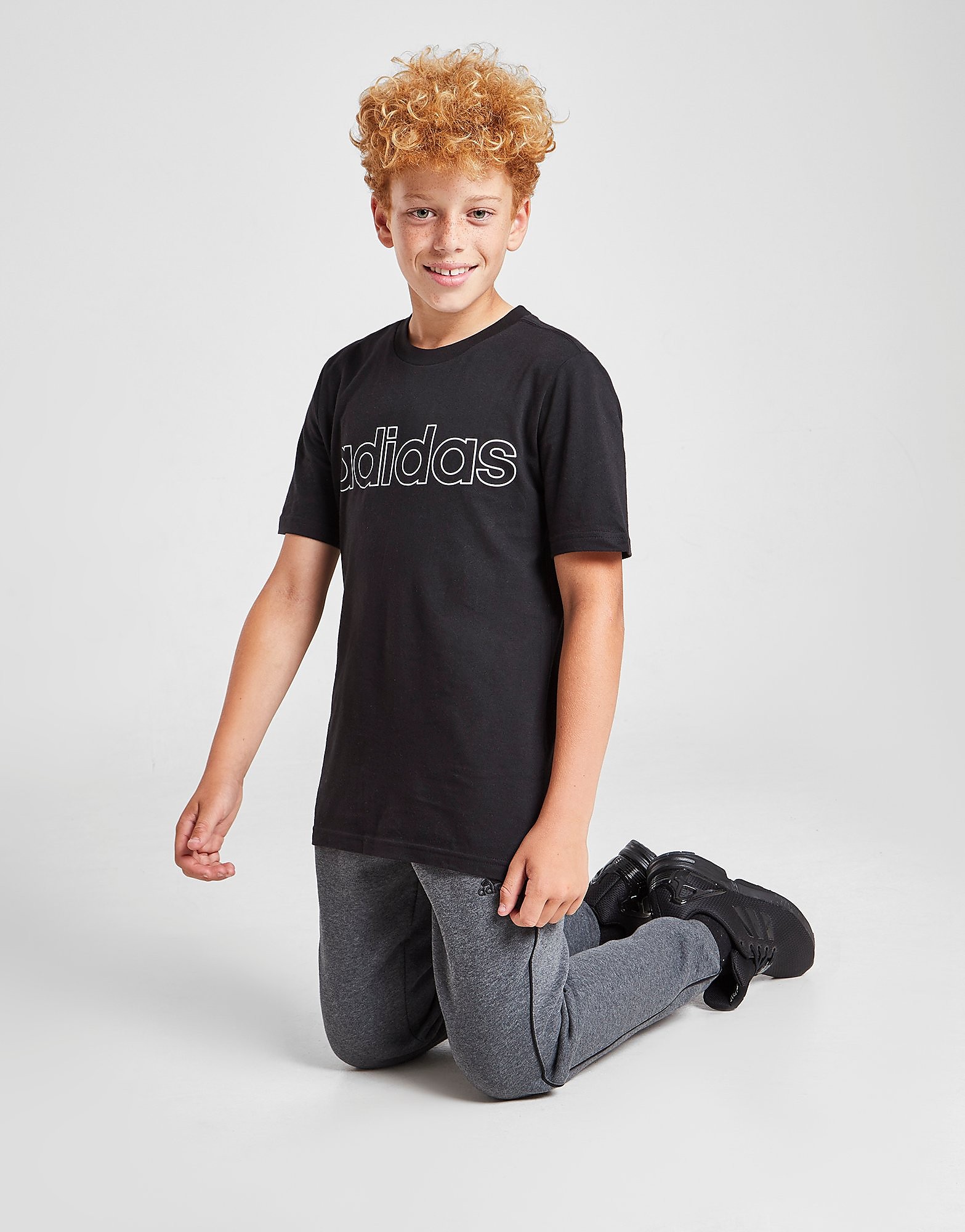 

adidas Linear Outline Logo T-Shirt Junior - Black - Kids, Black