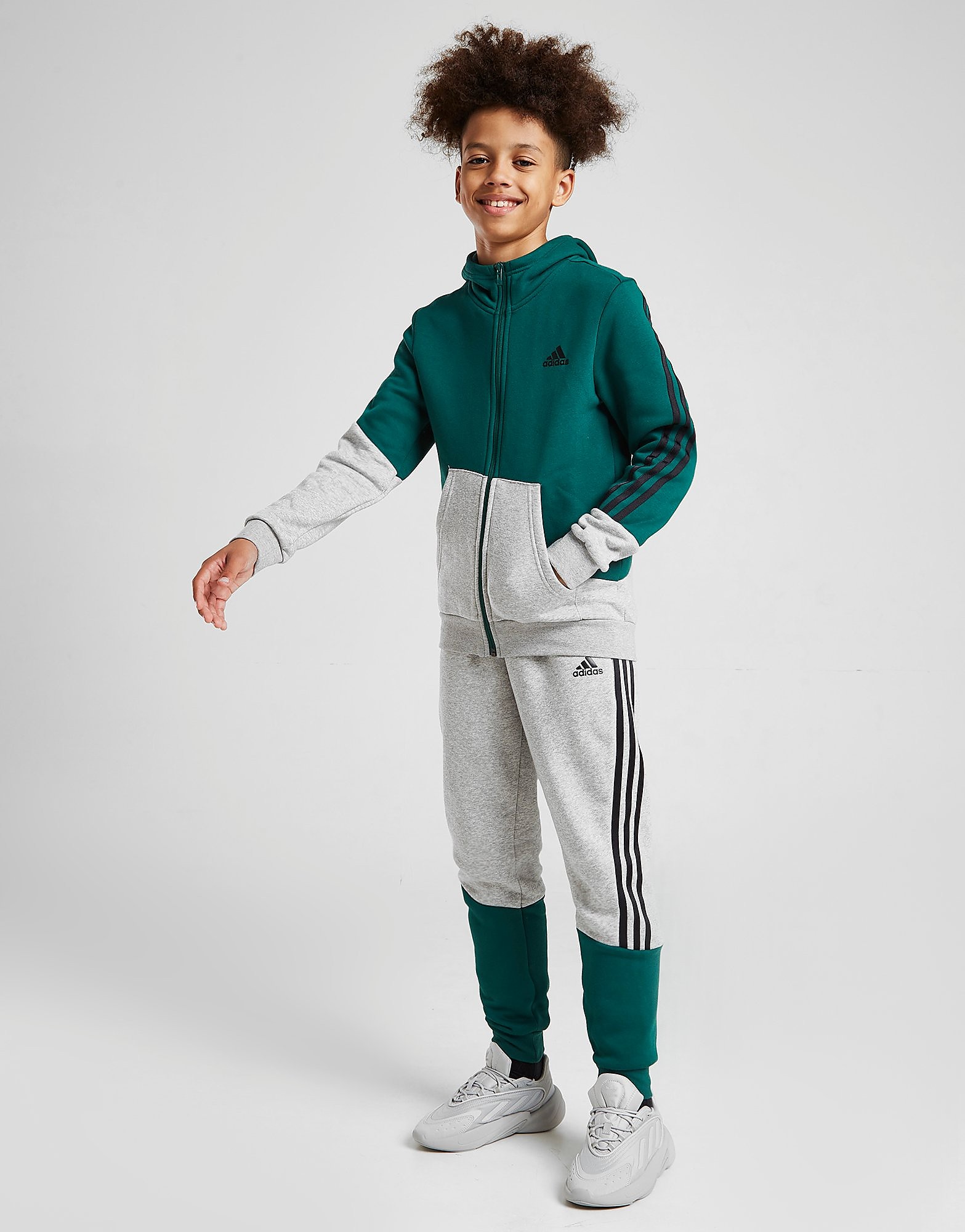 

adidas Winter Tracksuit Junior - Grey/Green - Kids, Grey/Green