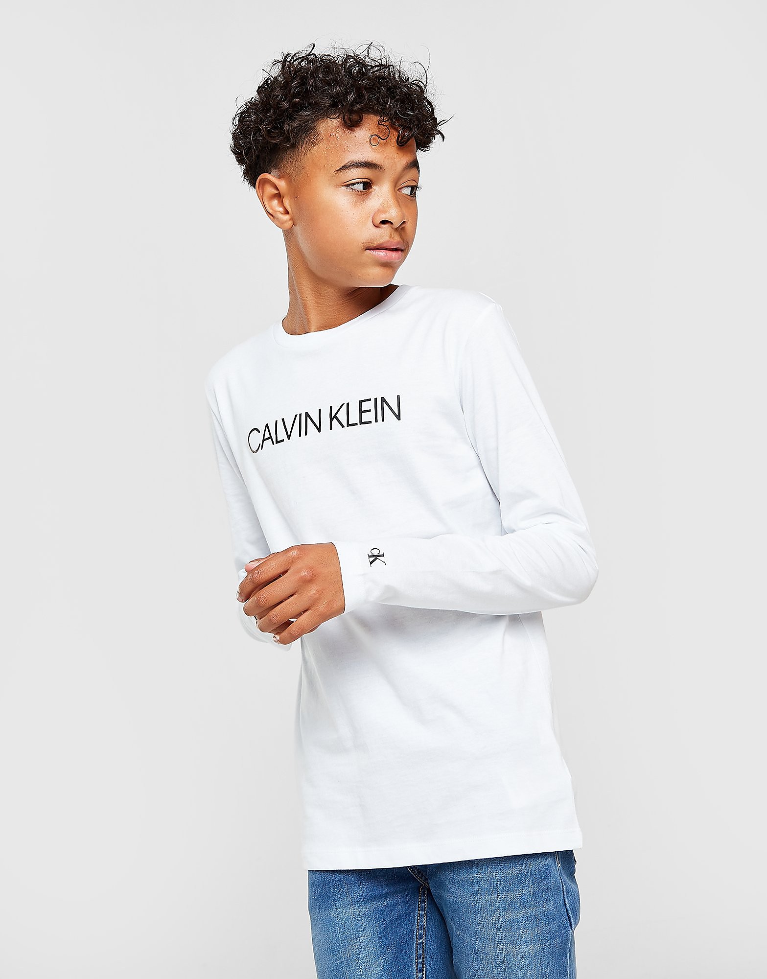 

Calvin Klein Institutional Logo Long Sleeve T-Shirt Junior - White - Kids, White
