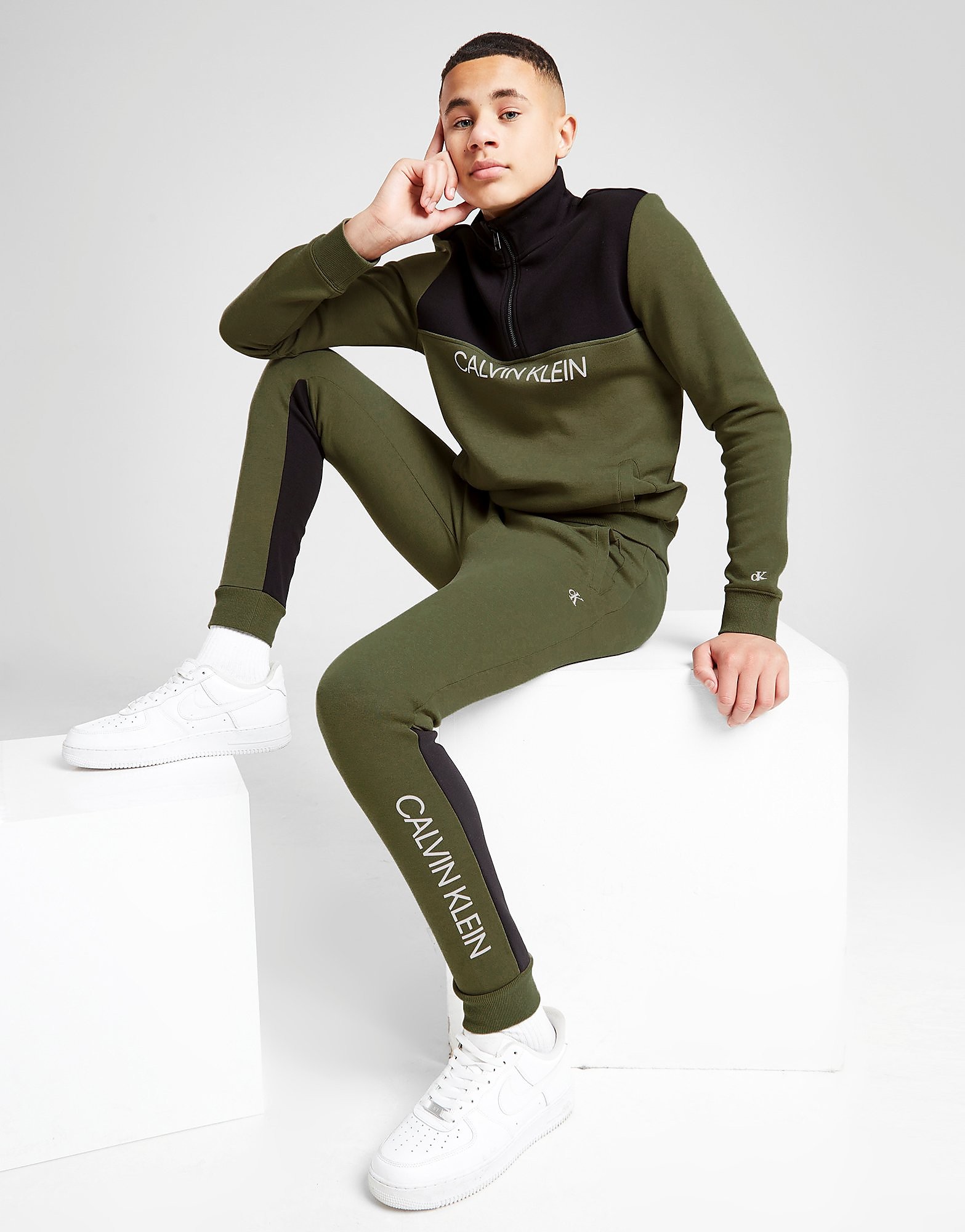 

Calvin Klein Colour Block 1/4 Zip Tracksuit Junior - Green - Kids, Green