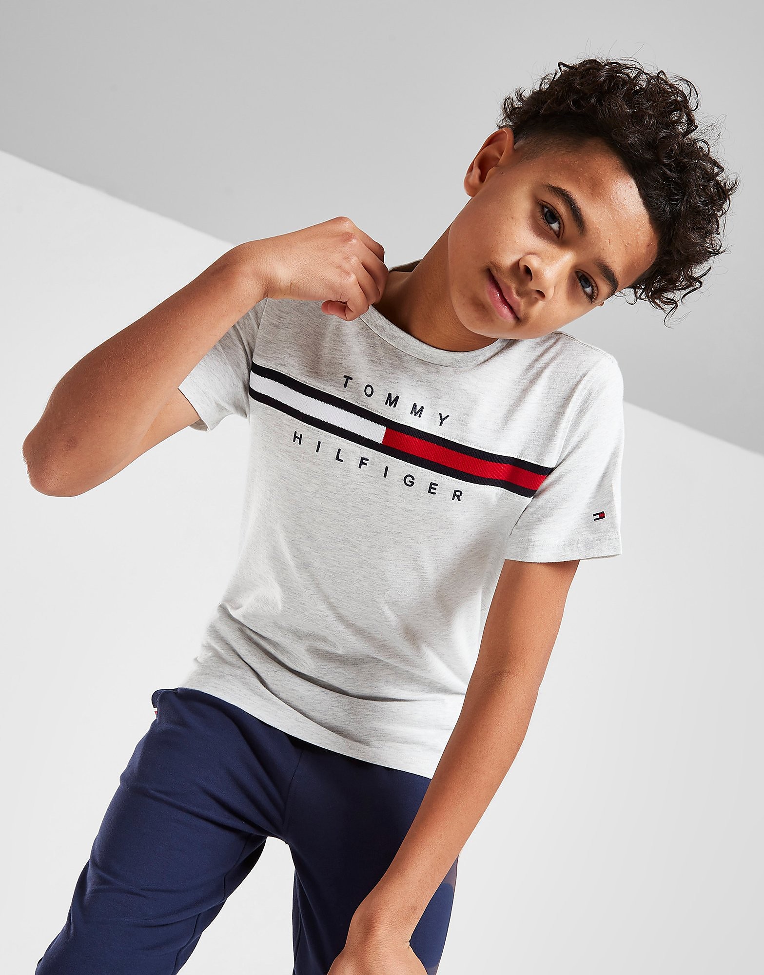 Tommy Hilfiger Flag Rib T-Shirt Junior - Grey - Kids, Grey
