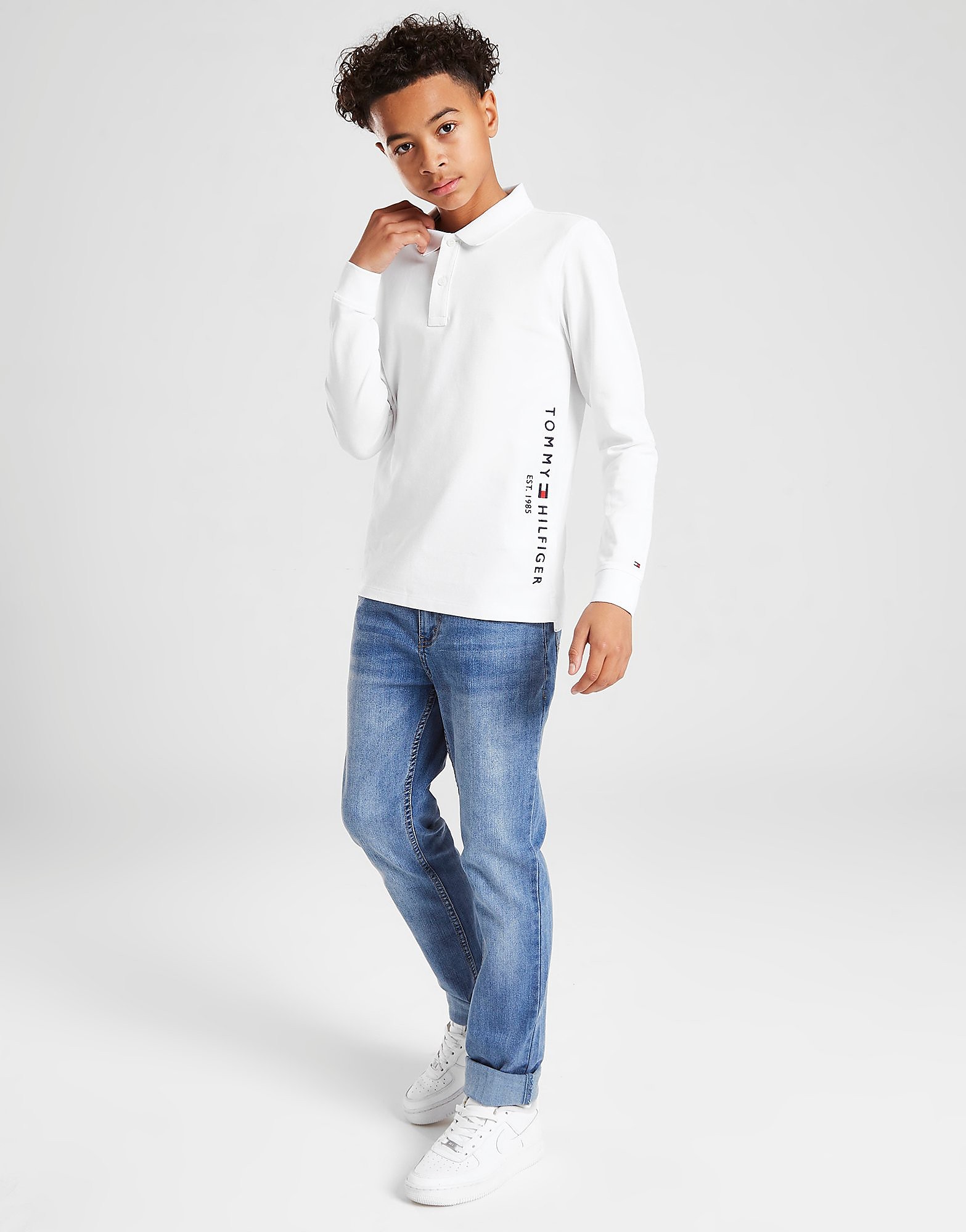 

Tommy Hilfiger Essential Long Sleeve Polo Shirt Junior - White - Kids, White