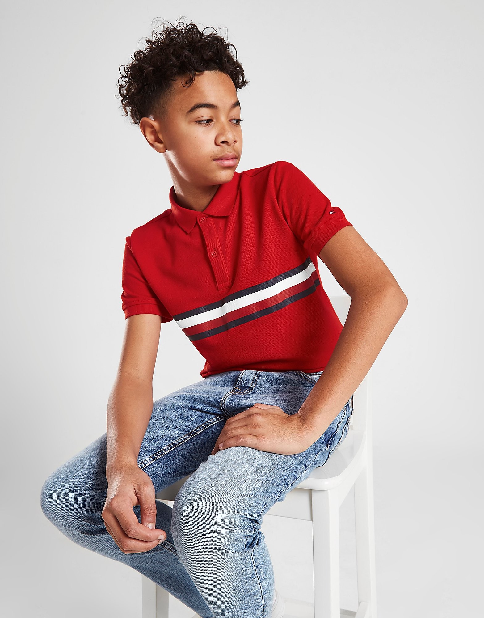 

Tommy Hilfiger Flag Stripe Polo Shirt Junior - Red - Kids, Red