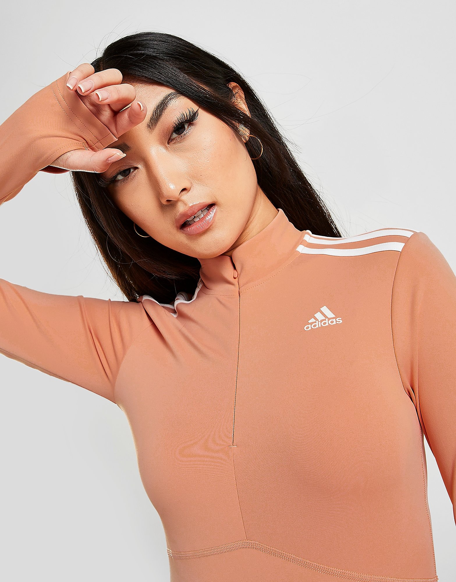 

adidas Shine 1/4 Zip Long Sleeve Training Top - Ambient Blush - Womens, Ambient Blush