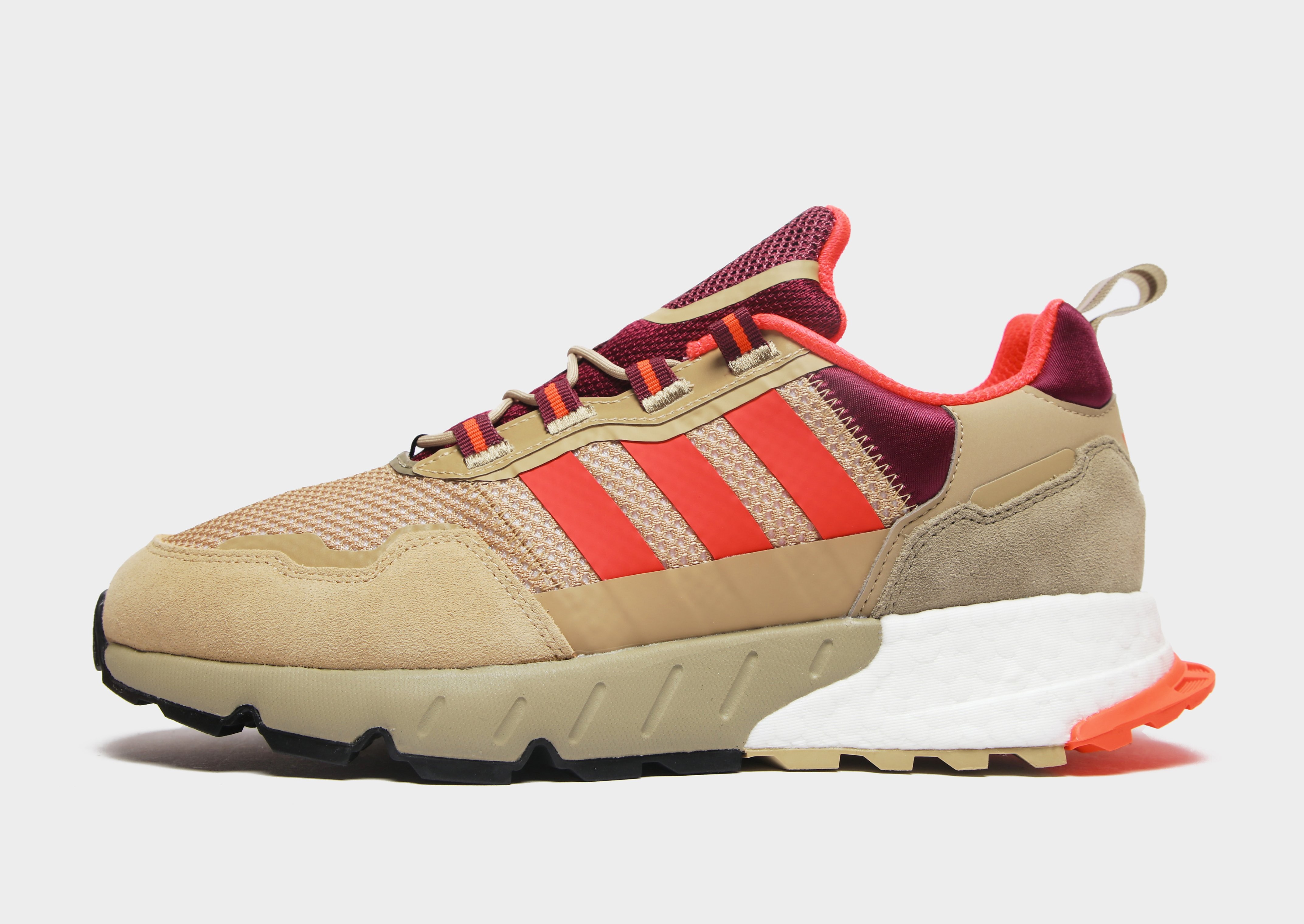 adidas ZX 1K Boost - Beige Tone / Solar Red / Victory Crimson - Womens, Beige Tone / Solar Red / Victory Crimson