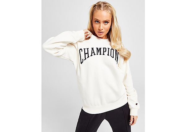 Champion Varsity Oversized Crew Sweatshirt - White - Womens, White