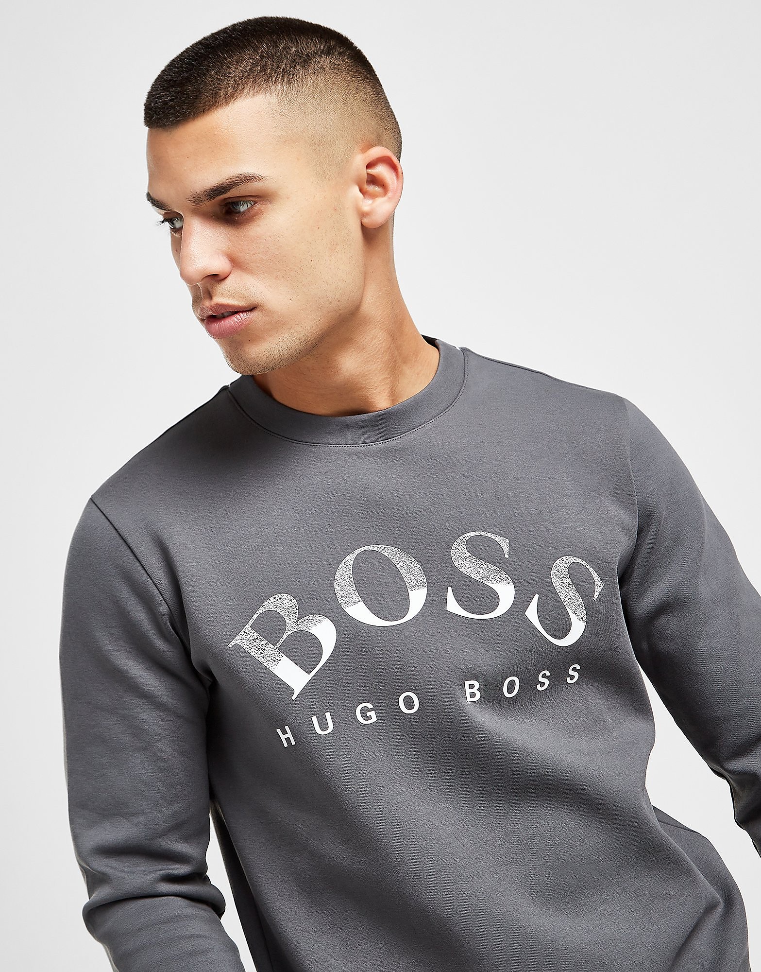

BOSS Salbo Large Logo Crew Sweatshirt - Grey - Mens, Grey