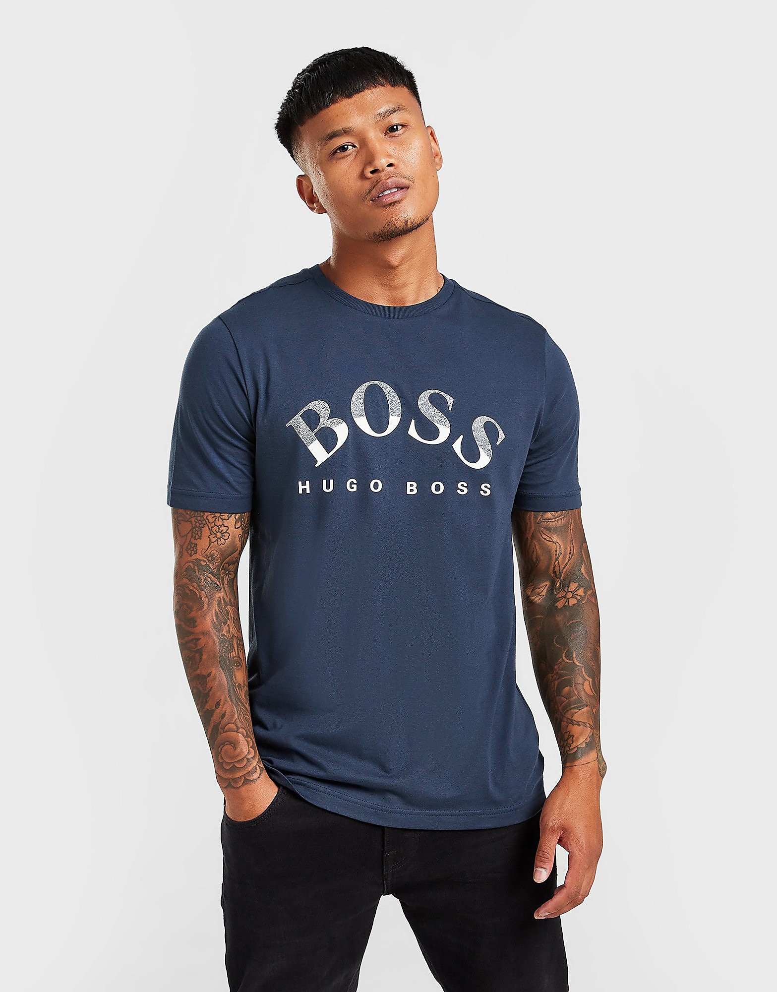 

BOSS Large Curve Logo T-Shirt - Blue - Mens, Blue