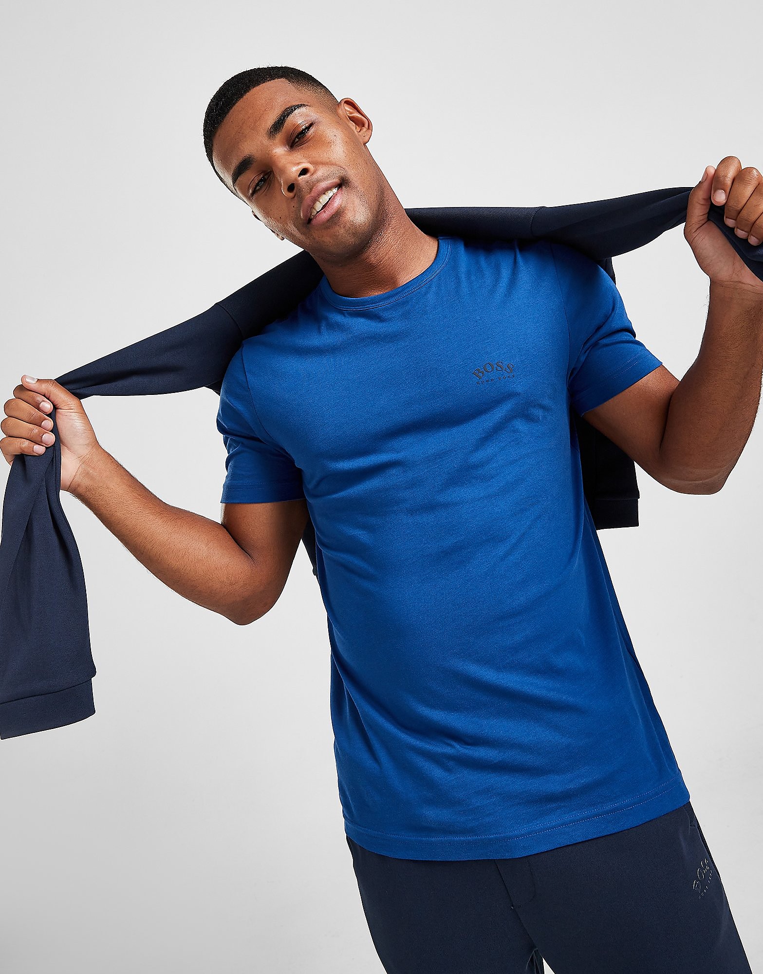 

BOSS Curved Logo T-Shirt - Blue - Mens, Blue
