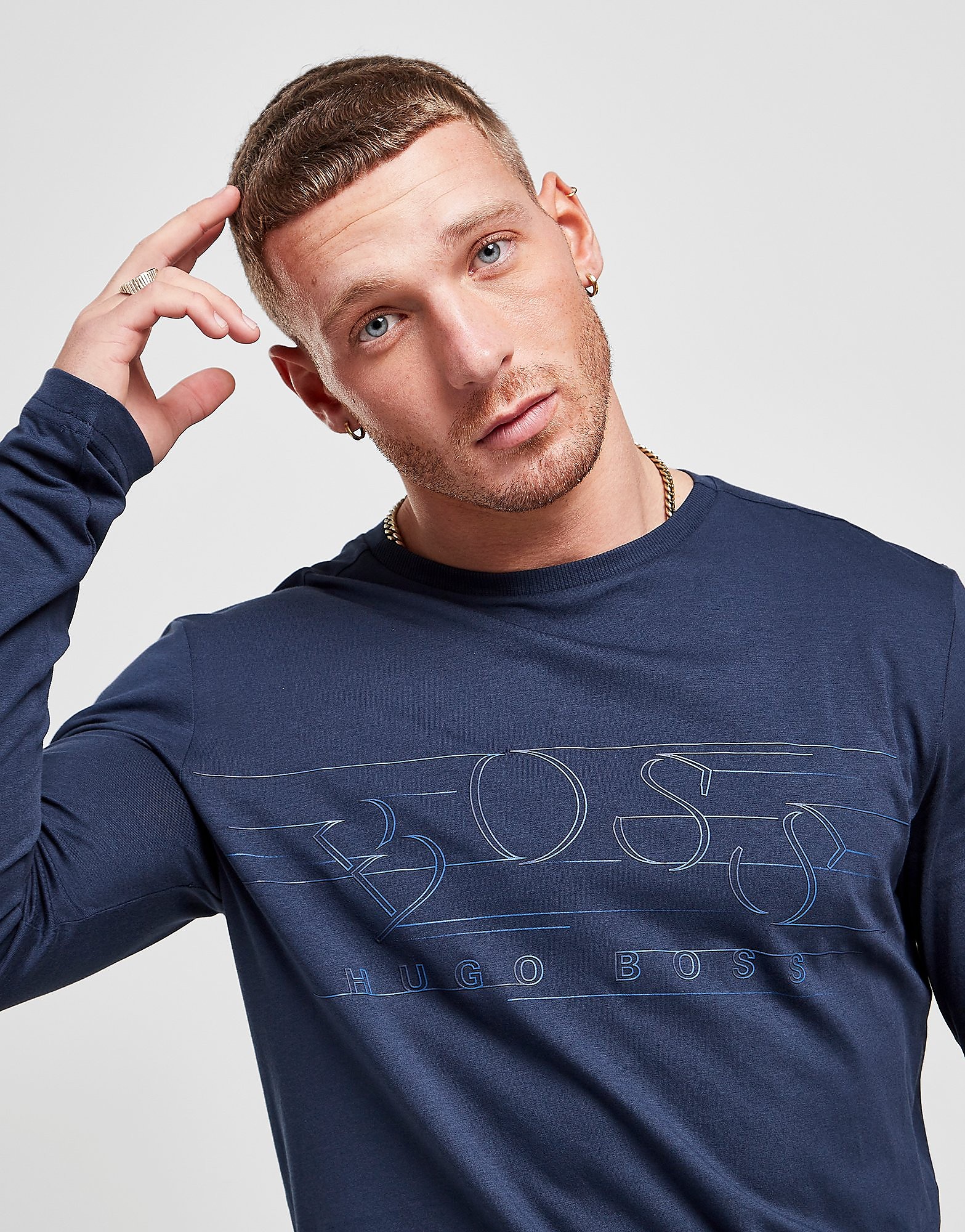 

BOSS Long Sleeve T-Shirt - Blue - Mens, Blue