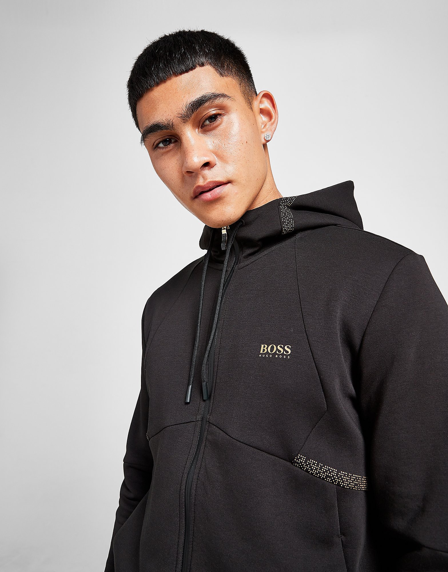 

BOSS Saggy Pixel Full Zip Hoodie - Black - Mens, Black