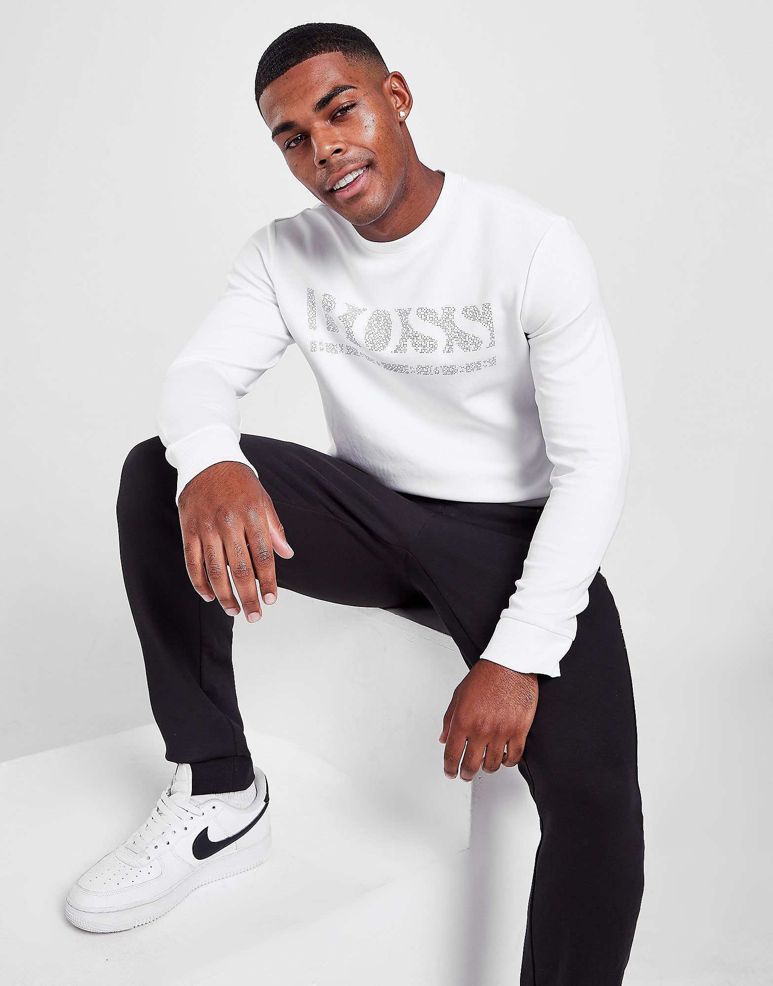 

BOSS Salbo Pixel Sweatshirt - White - Mens, White
