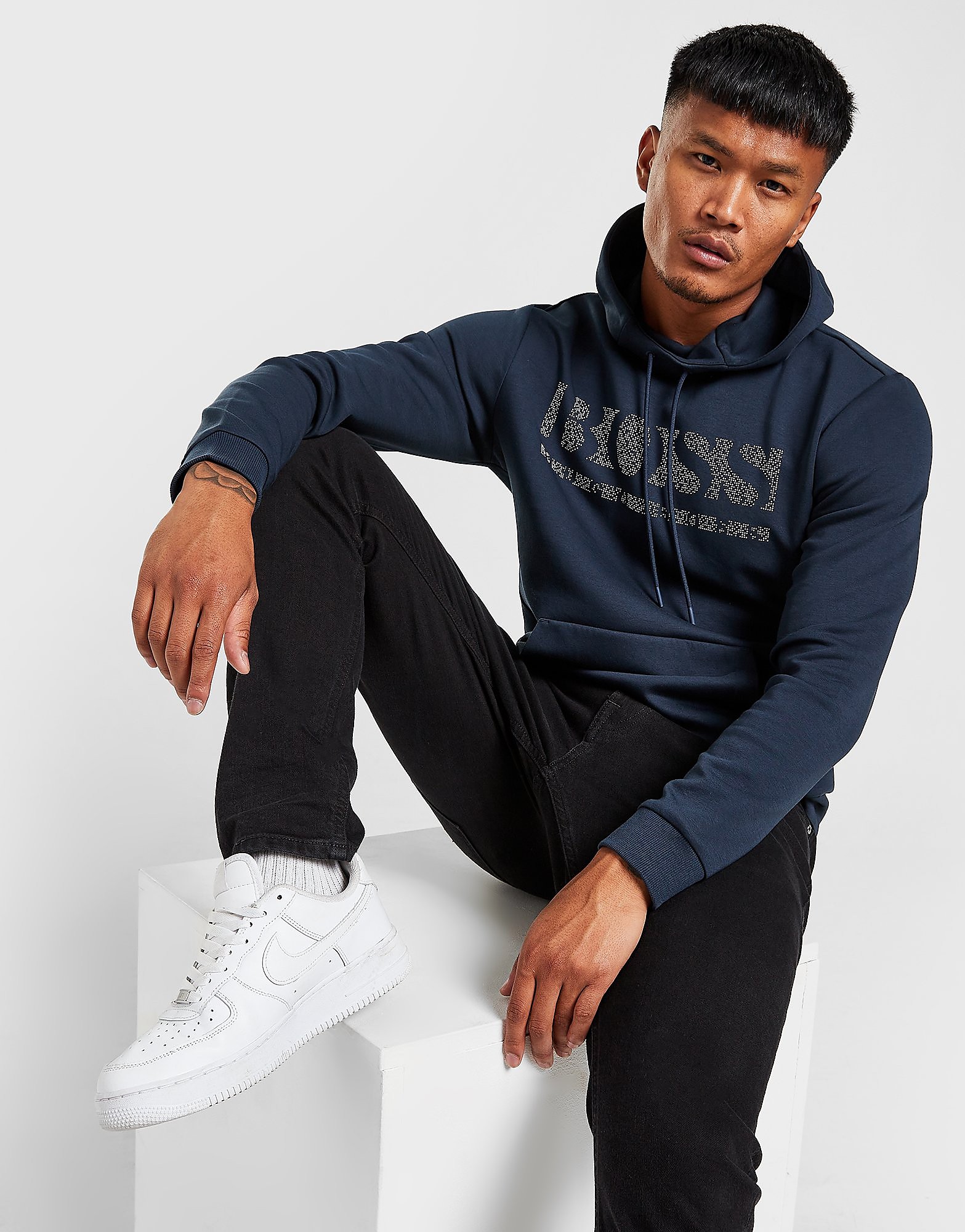 

BOSS Soody Pixel Hoodie - Blue - Mens, Blue