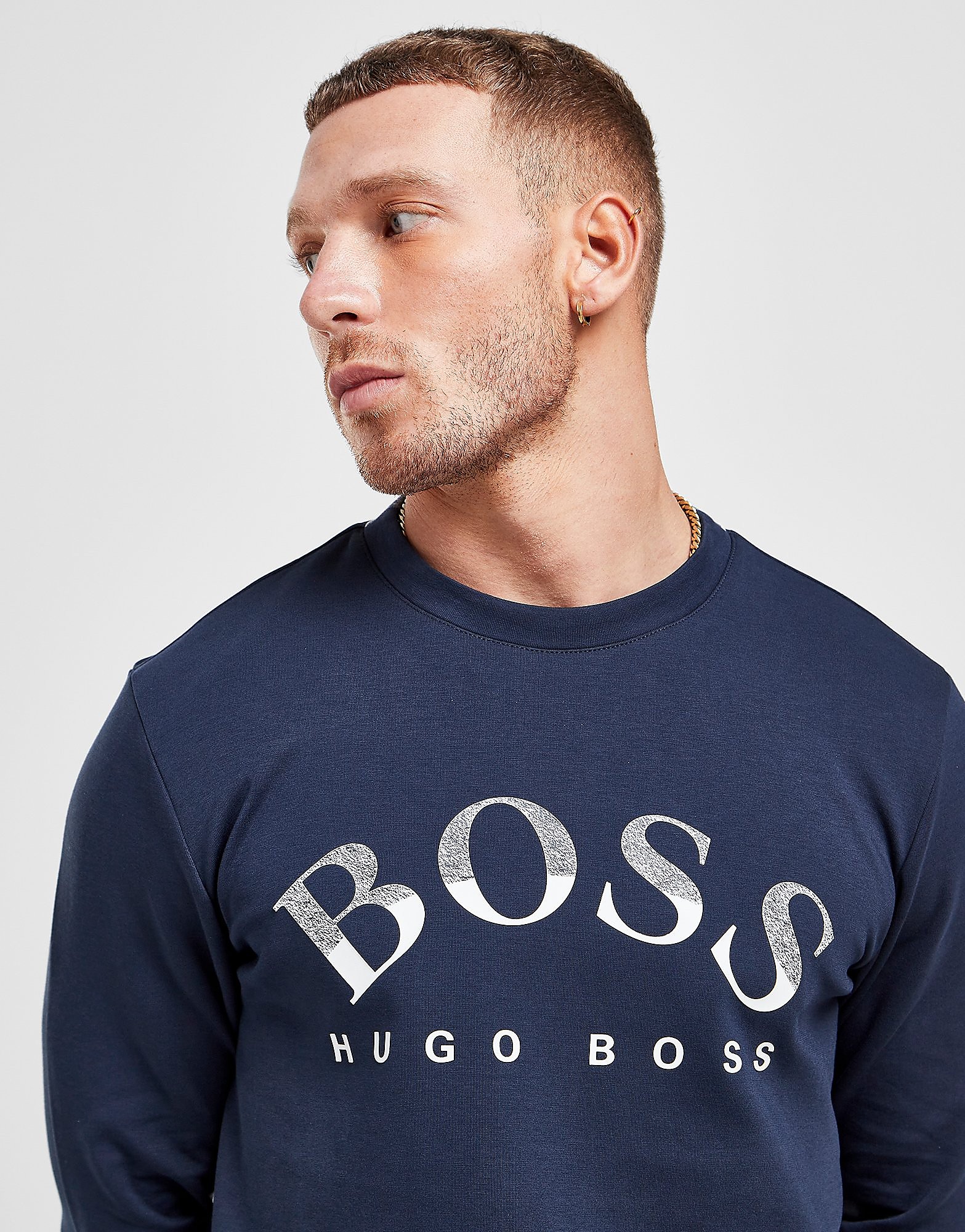BOSS Salbo Curve Sweatshirt - Blue - Mens, Blue