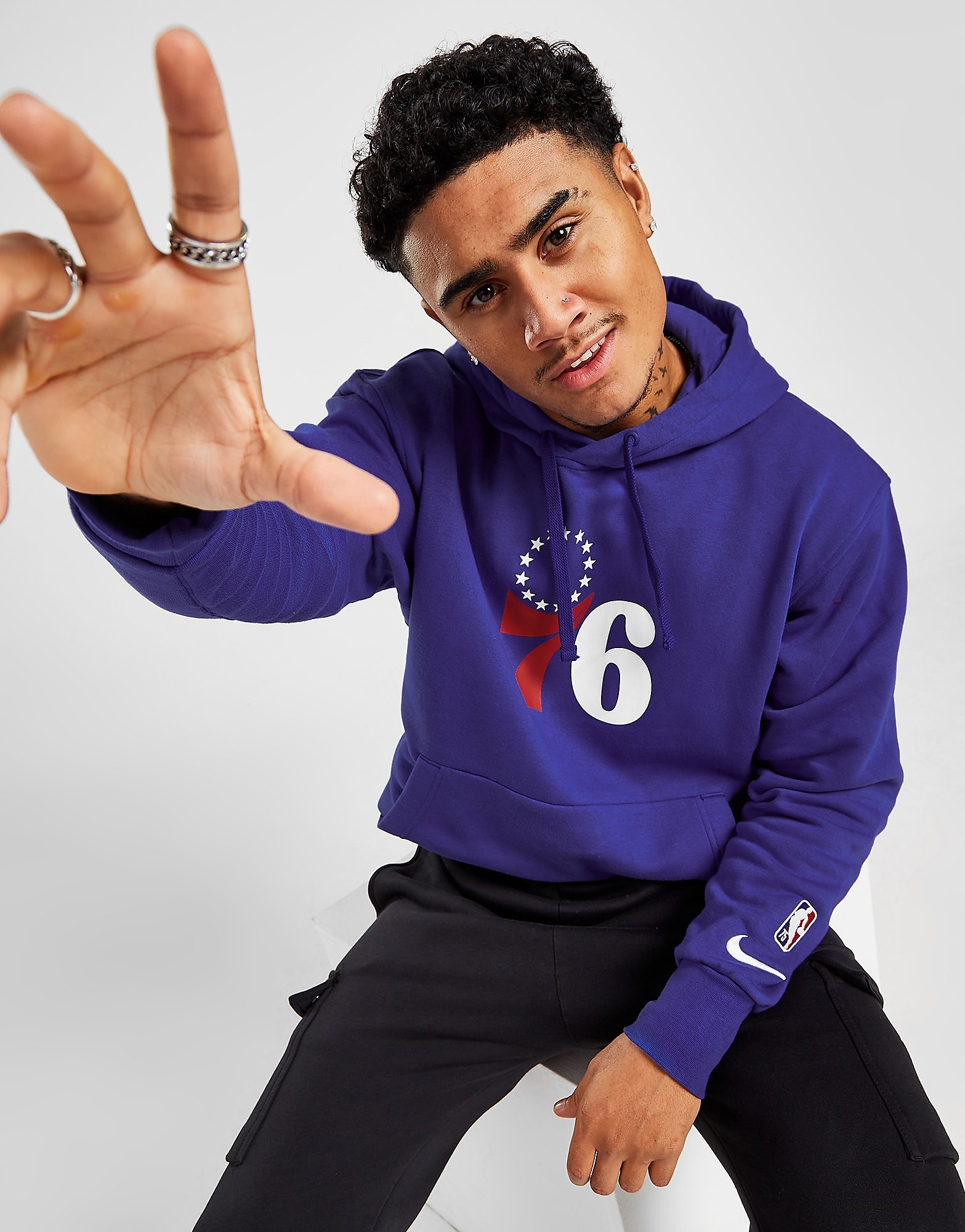 Nike NBA Philadelphia 76ers Fleece Hoodie - Blue - Mens, Blue