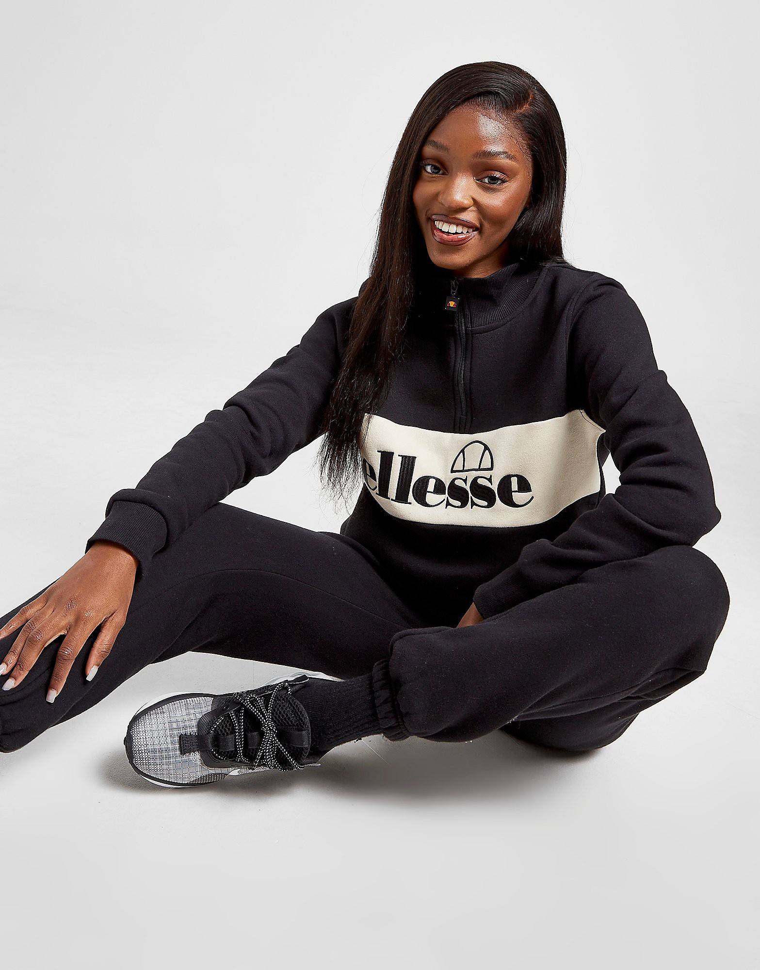 

Ellesse Tennis Embroiderd Panel 1/4 Zip Top - Only at JD - Black - Womens, Black