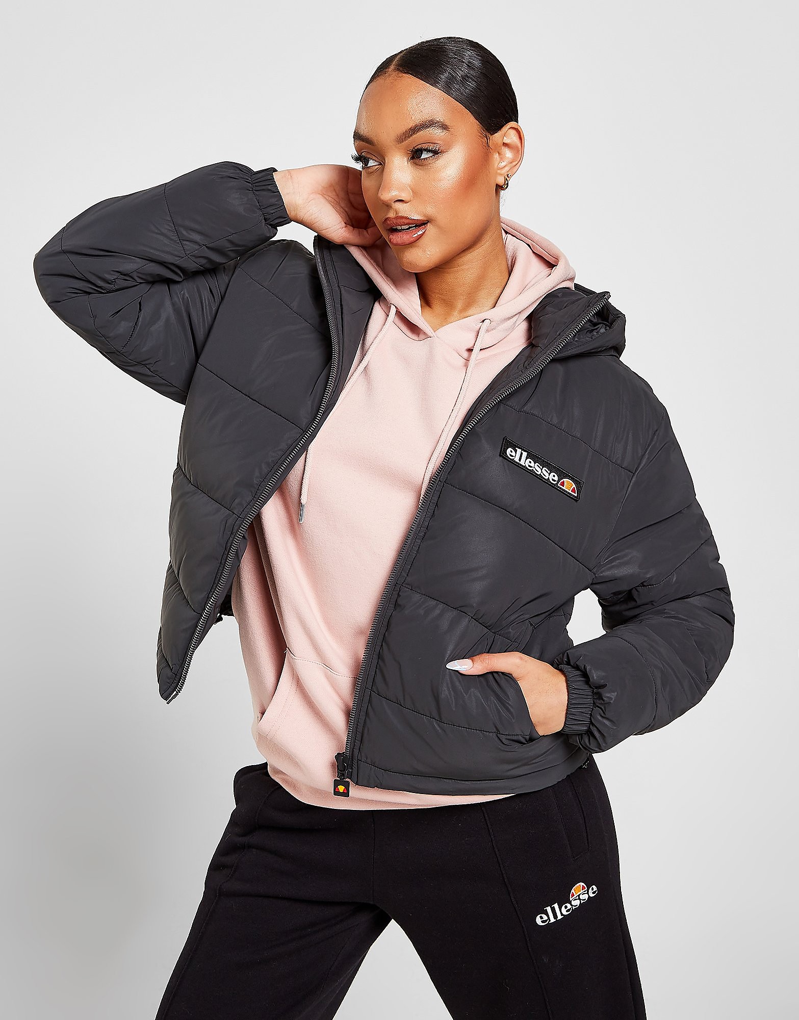

Ellesse Back Logo Padded Reflective Jacket - Only at JD - Black - Womens, Black