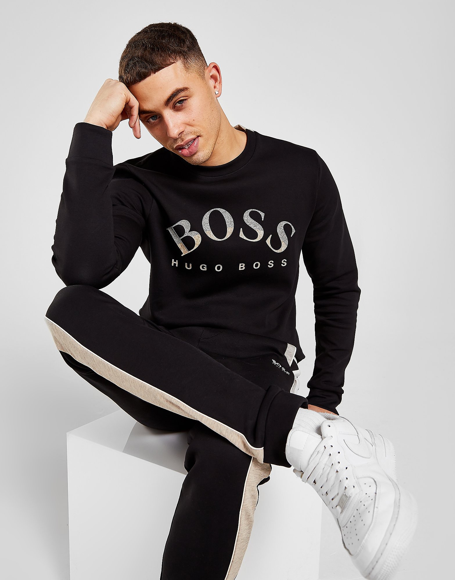 

BOSS Salbo Curve Sweatshirt - Black - Mens, Black