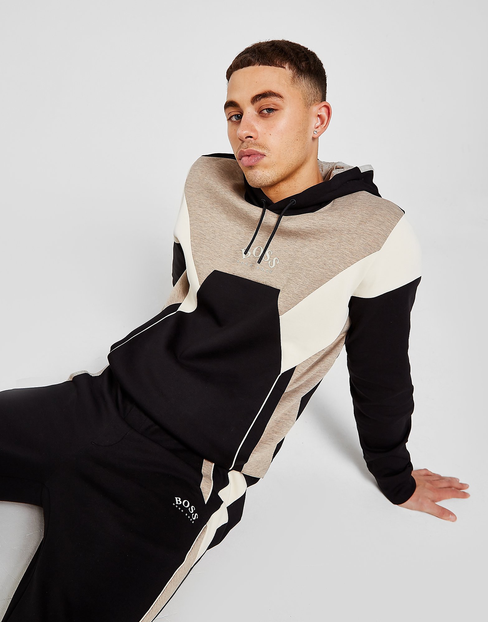 

BOSS Soody Cut & Sew Hoodie - Black/Brown - Mens, Black/Brown