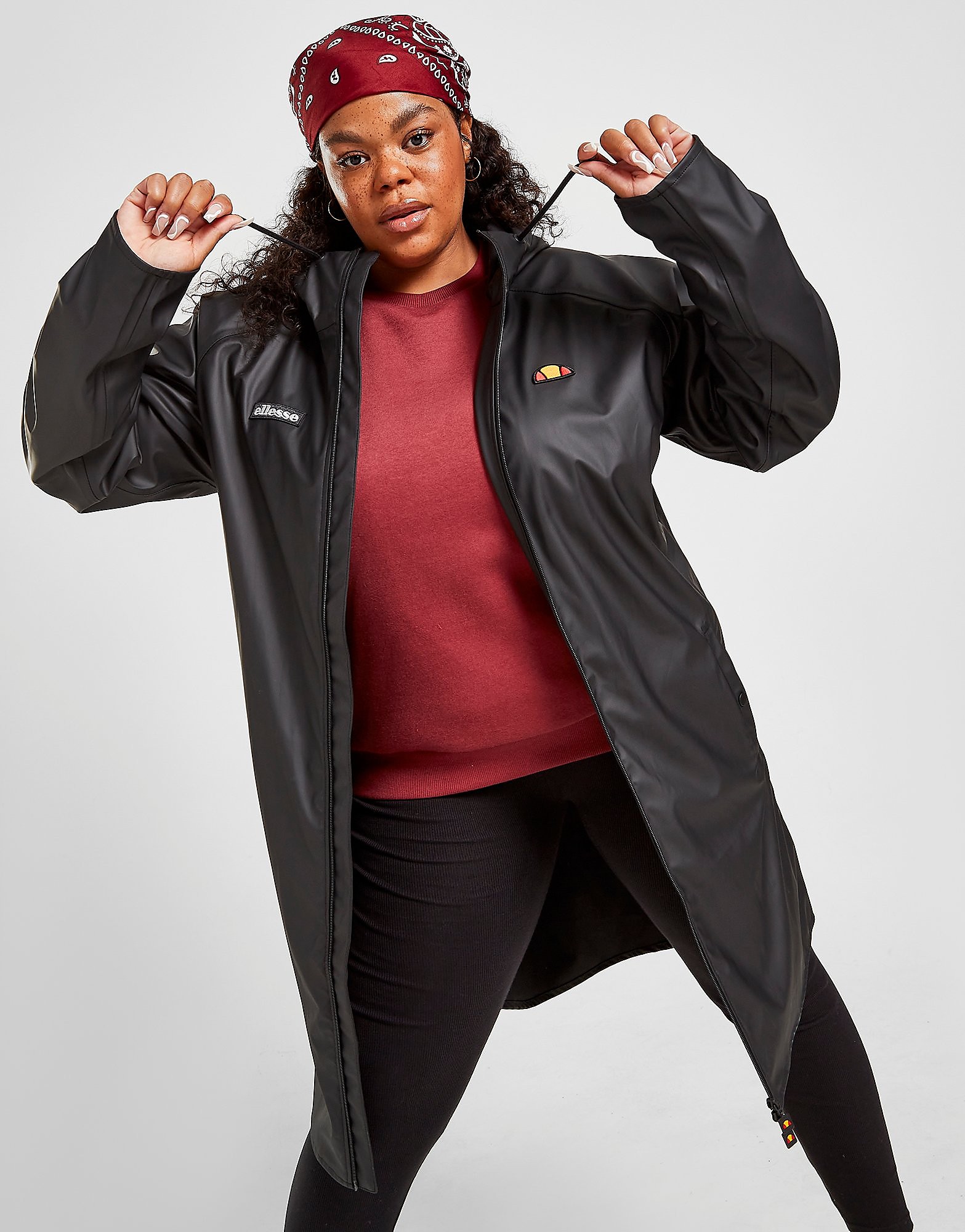 

Ellesse Plus Size Lightweight Long Rain Jacket - Only at JD - Black - Womens, Black