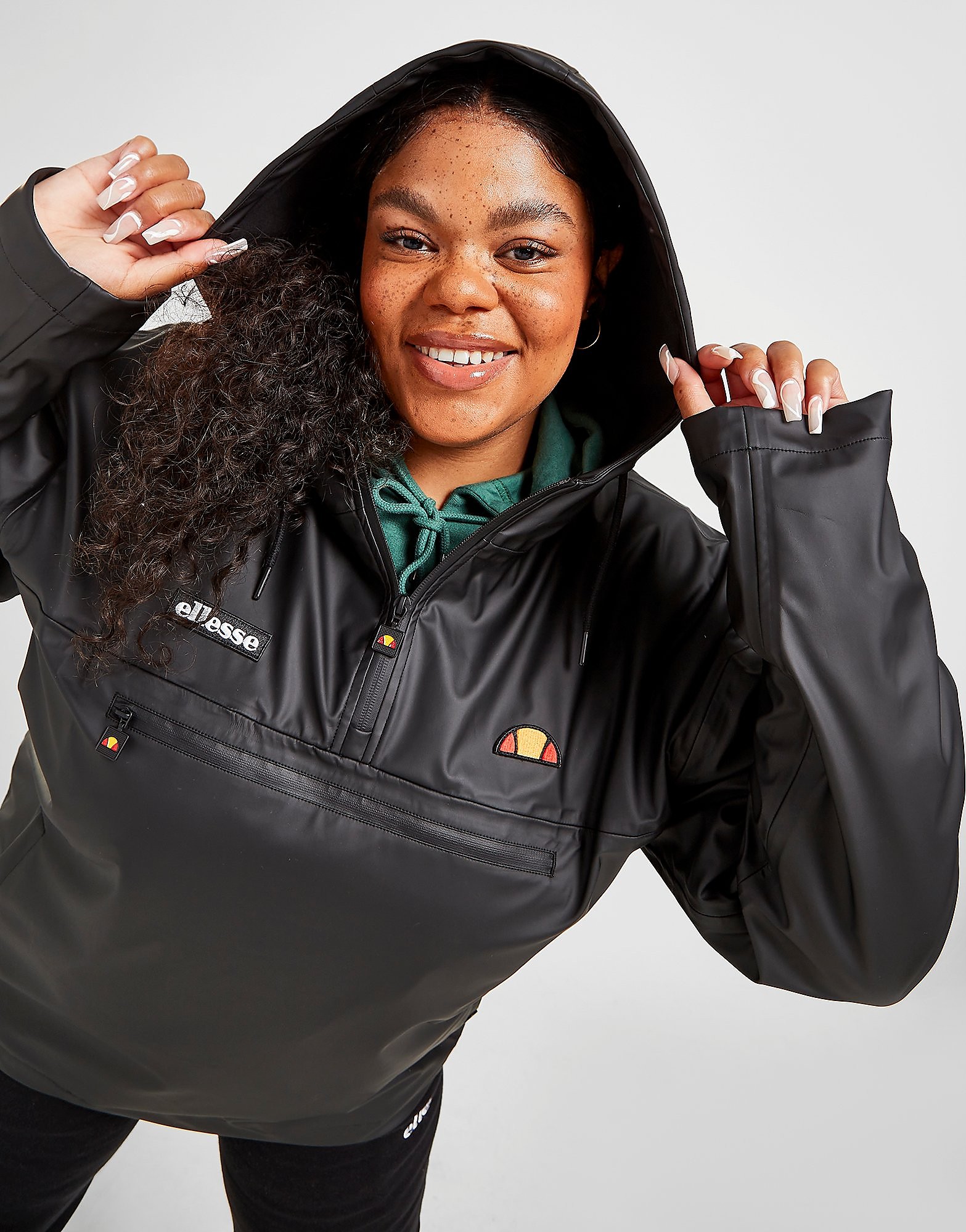 

Ellesse Lightweight 1/4 Zip Plus Size Rain Jacket - Only at JD - Black - Womens, Black