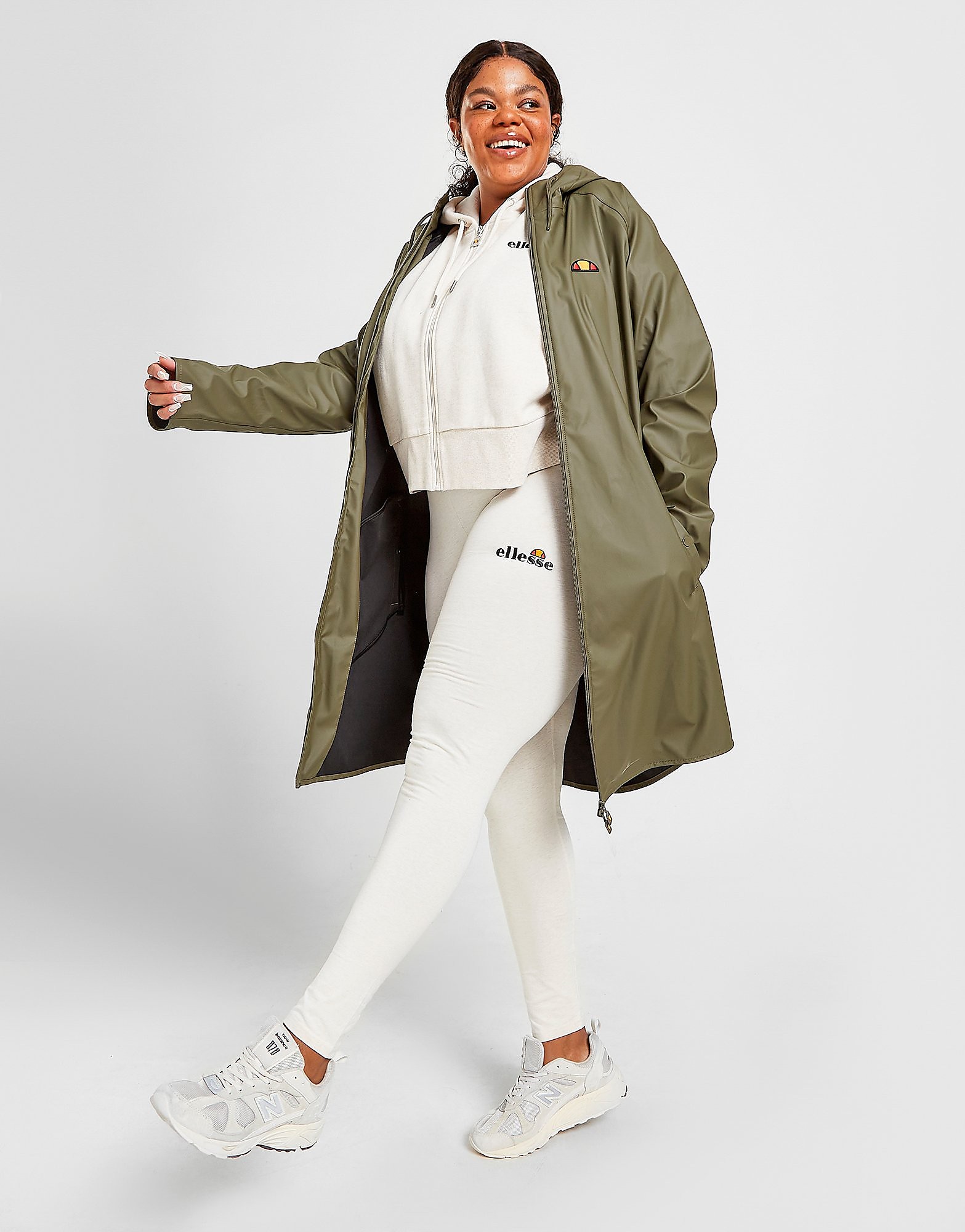 

Ellesse Lightweight Long Plus Size Jacket - Only at JD - Green - Womens, Green