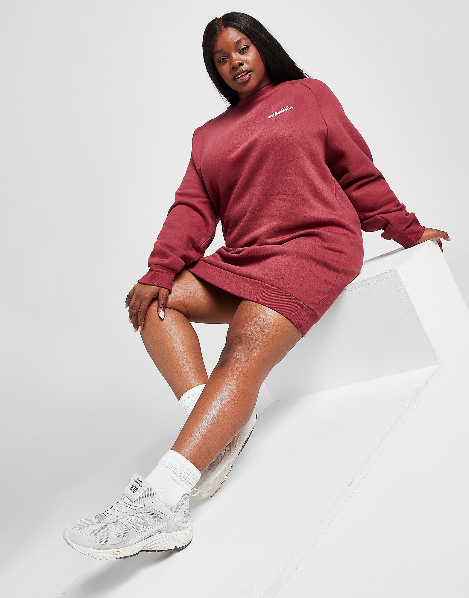 

Ellesse Plus Size Logo Crew Dress - Only at JD - Red - Womens, Red