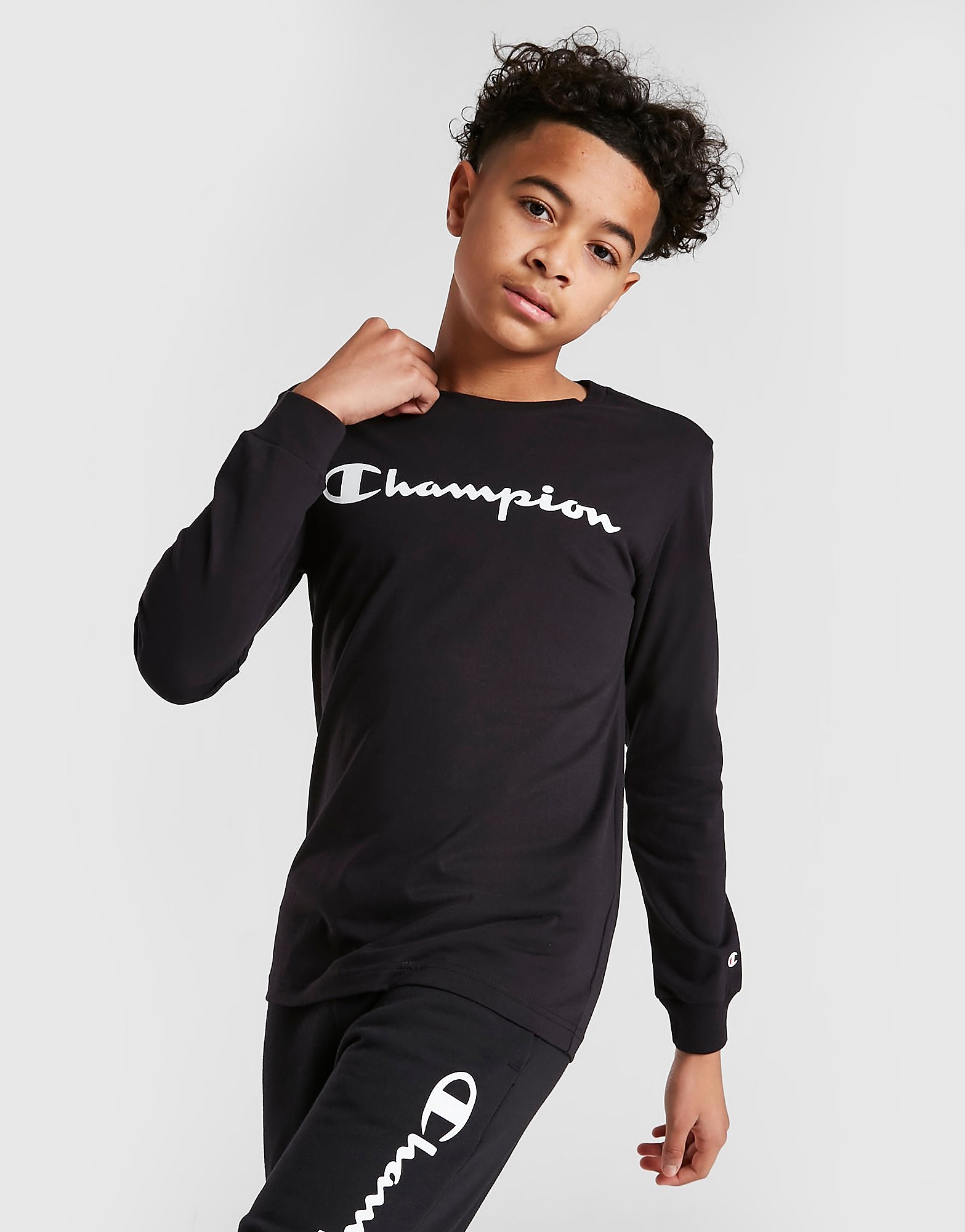 

Champion Large Logo Long Sleeve T-Shirt Junior - Black - Kids, Black
