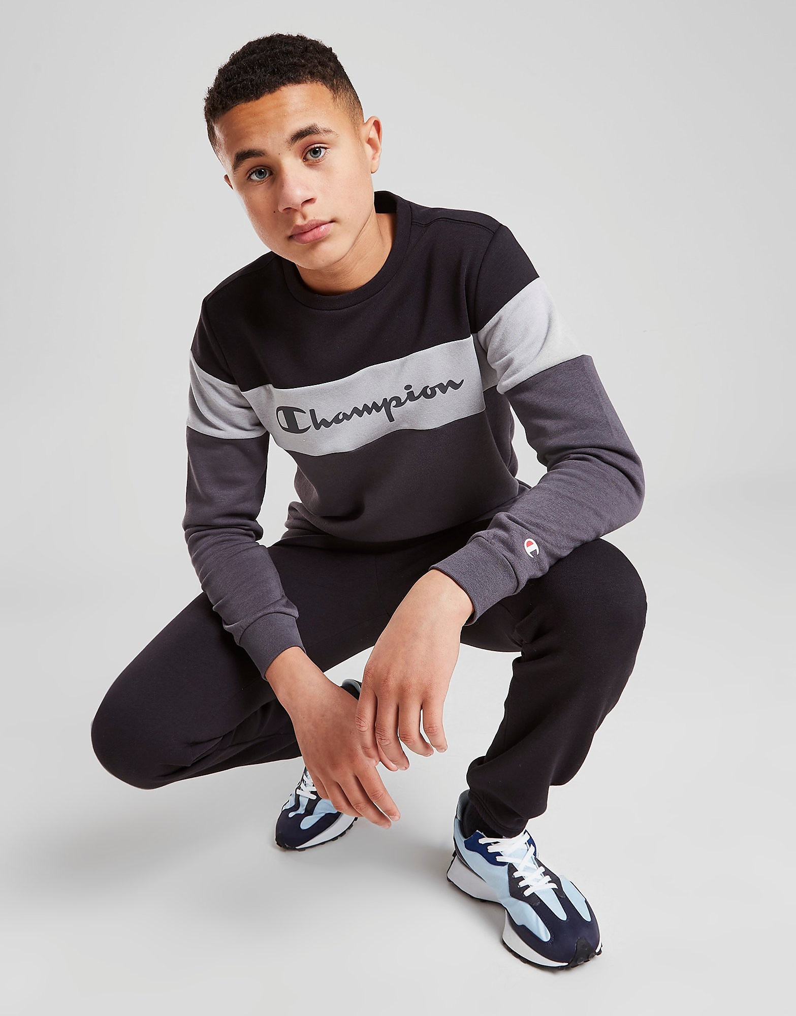

Champion Colour Block Crew Tracksuit Junior - Black/Grey - Kids, Black/Grey