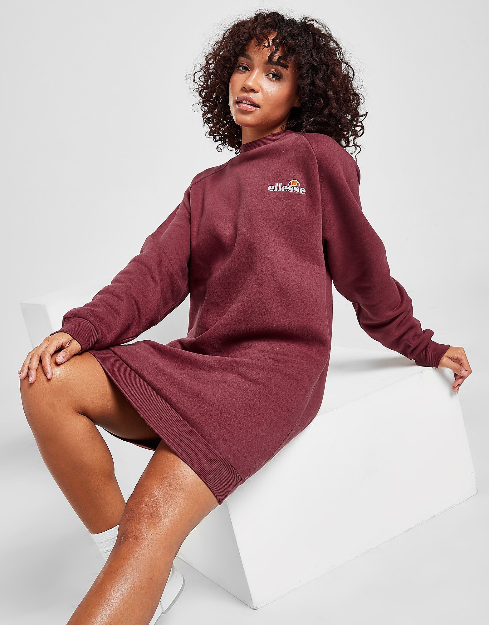 Ellesse Logo Crew Sweatshirt Dress - Only at JD - Red - Womens, Red