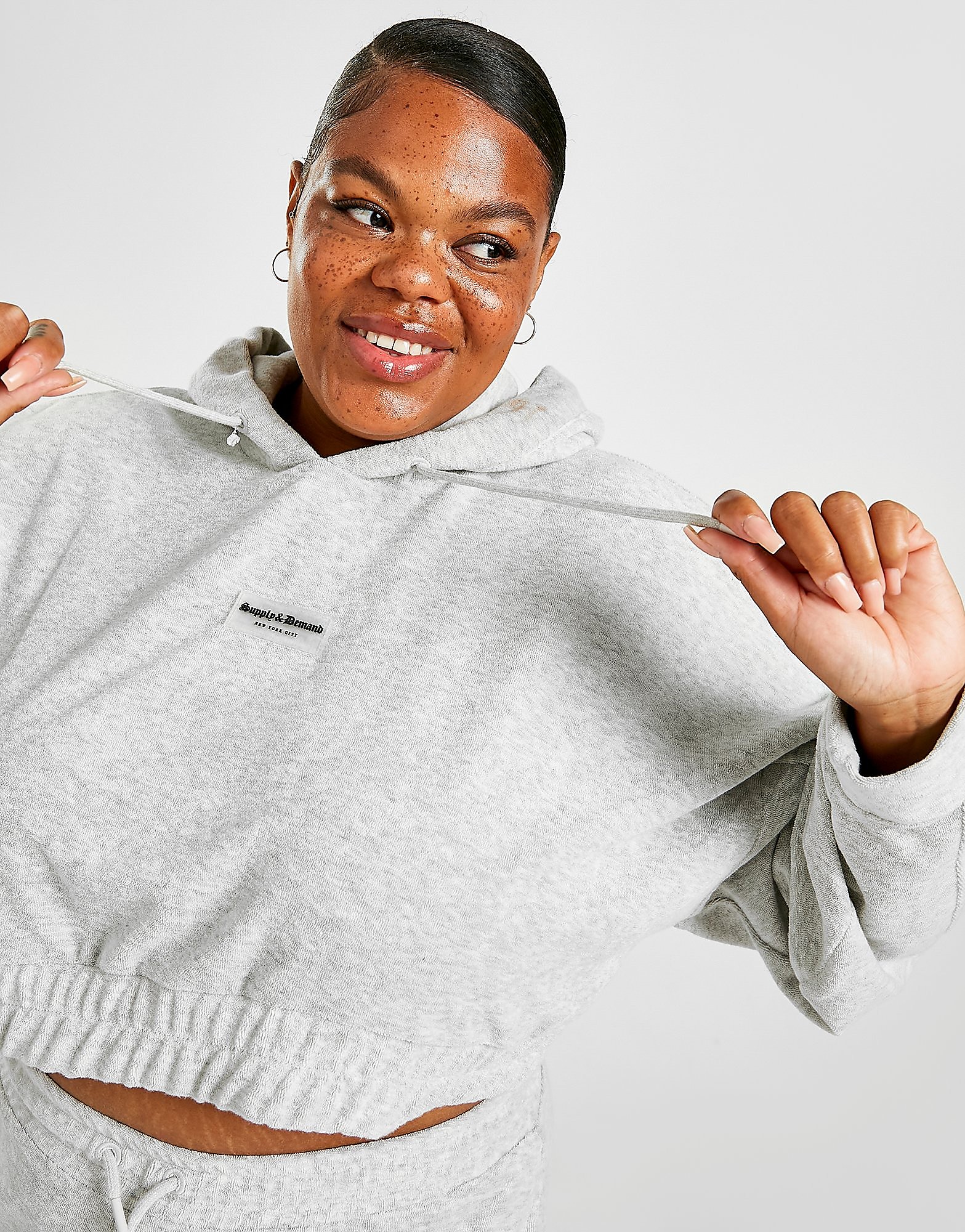 

Supply & Demand Towelling Plus Size Crop Hoodie - Only at JD - Grey - Womens, Grey