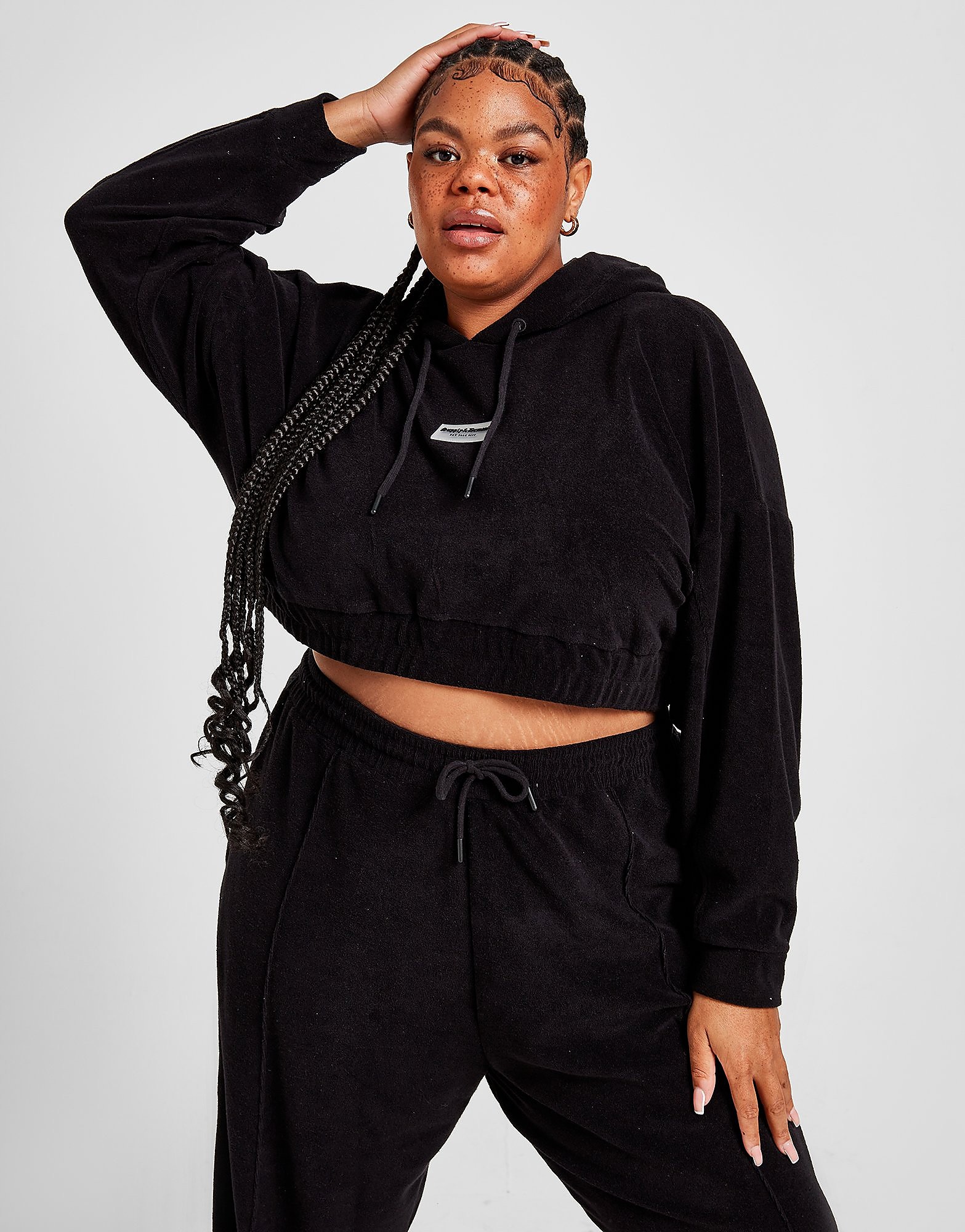 

Supply & Demand Towelling Plus Size Crop Hoodie - Only at JD - Black - Womens, Black