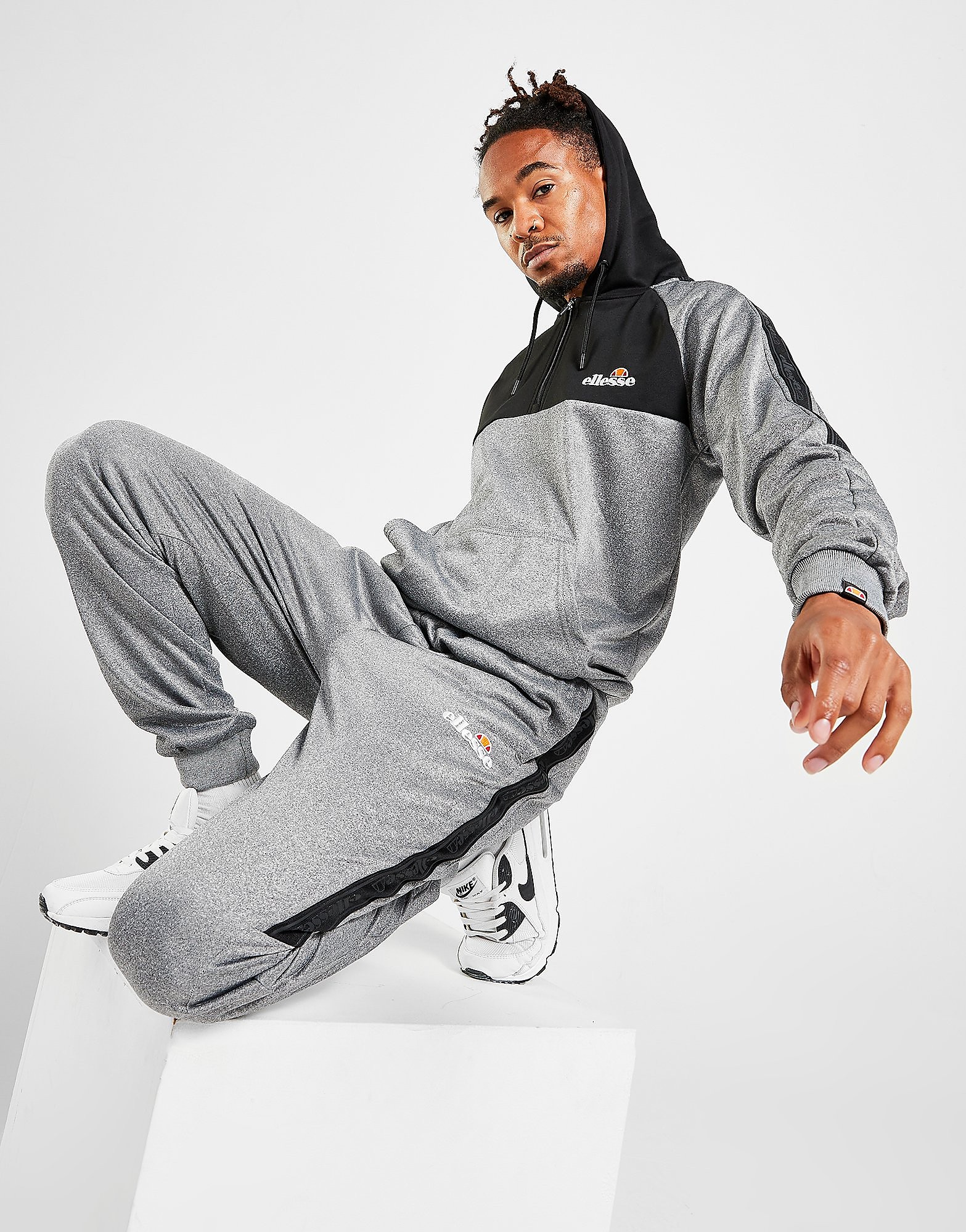 

Ellesse Poly 1/2 Zip Tracksuit - Grey/Black - Mens, Grey/Black