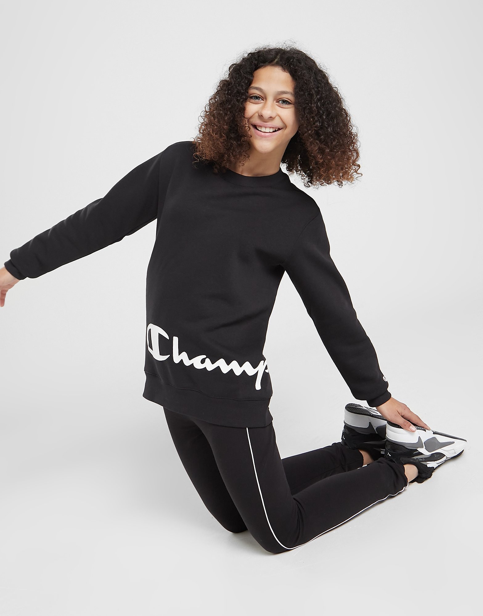 

Champion Girls' Crew Sweat/Leggings Logo Tracksuit Junior - Black - Kids, Black