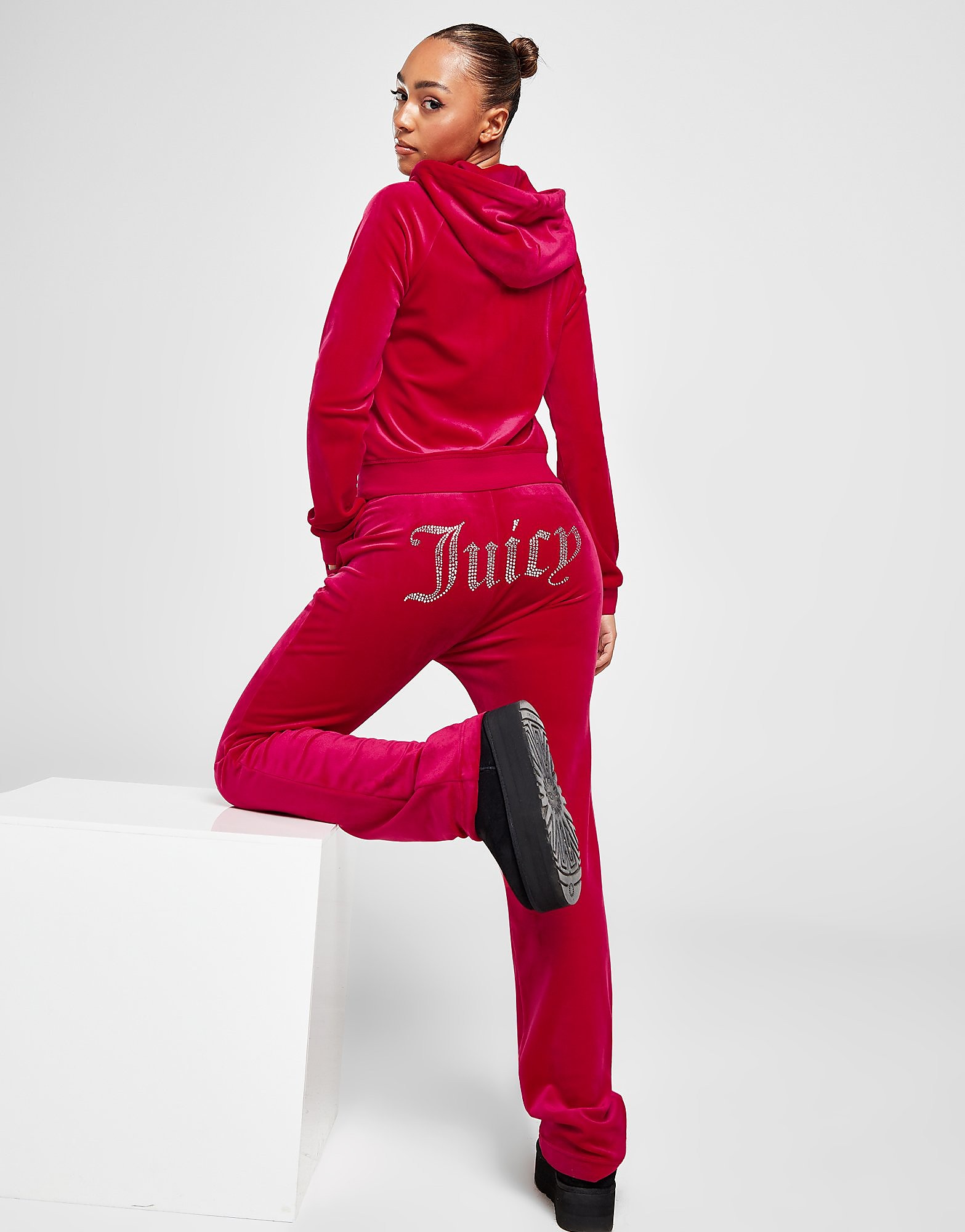 

JUICY COUTURE Diamante Velour Track Pants - Red - Womens, Red