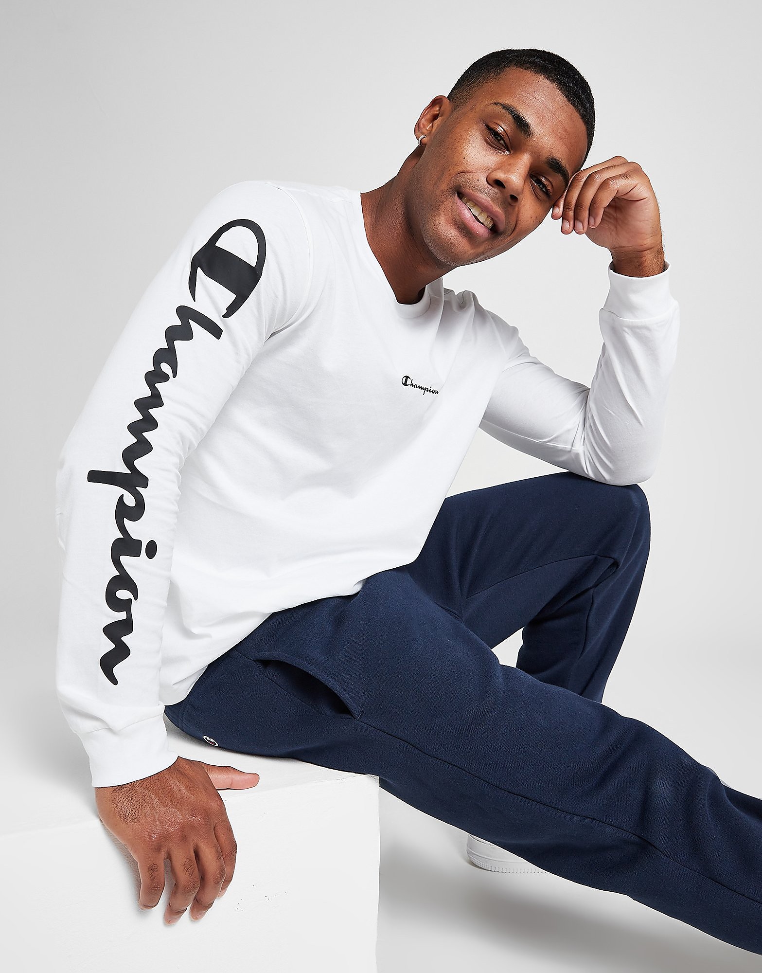 

Champion Long Sleeve T-Shirt - Only at JD - White - Mens, White