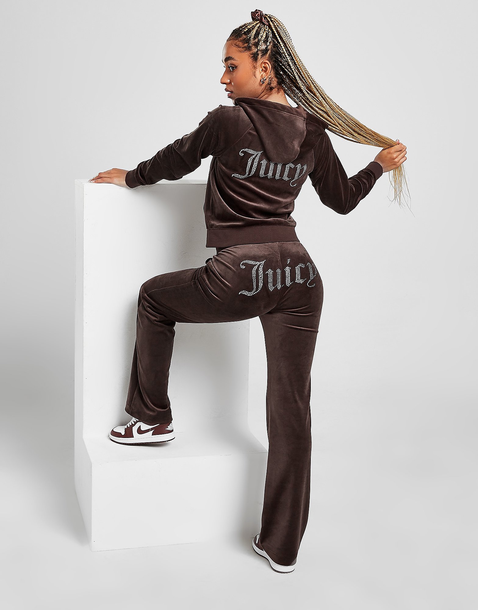 

JUICY COUTURE Diamante Velour Track Pants - Only at JD - Brown - Womens, Brown