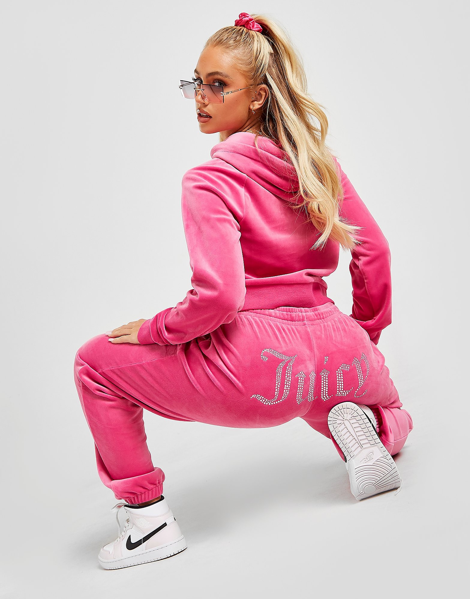 

JUICY COUTURE Diamante Velour Joggers - Only at JD - Pink - Womens, Pink