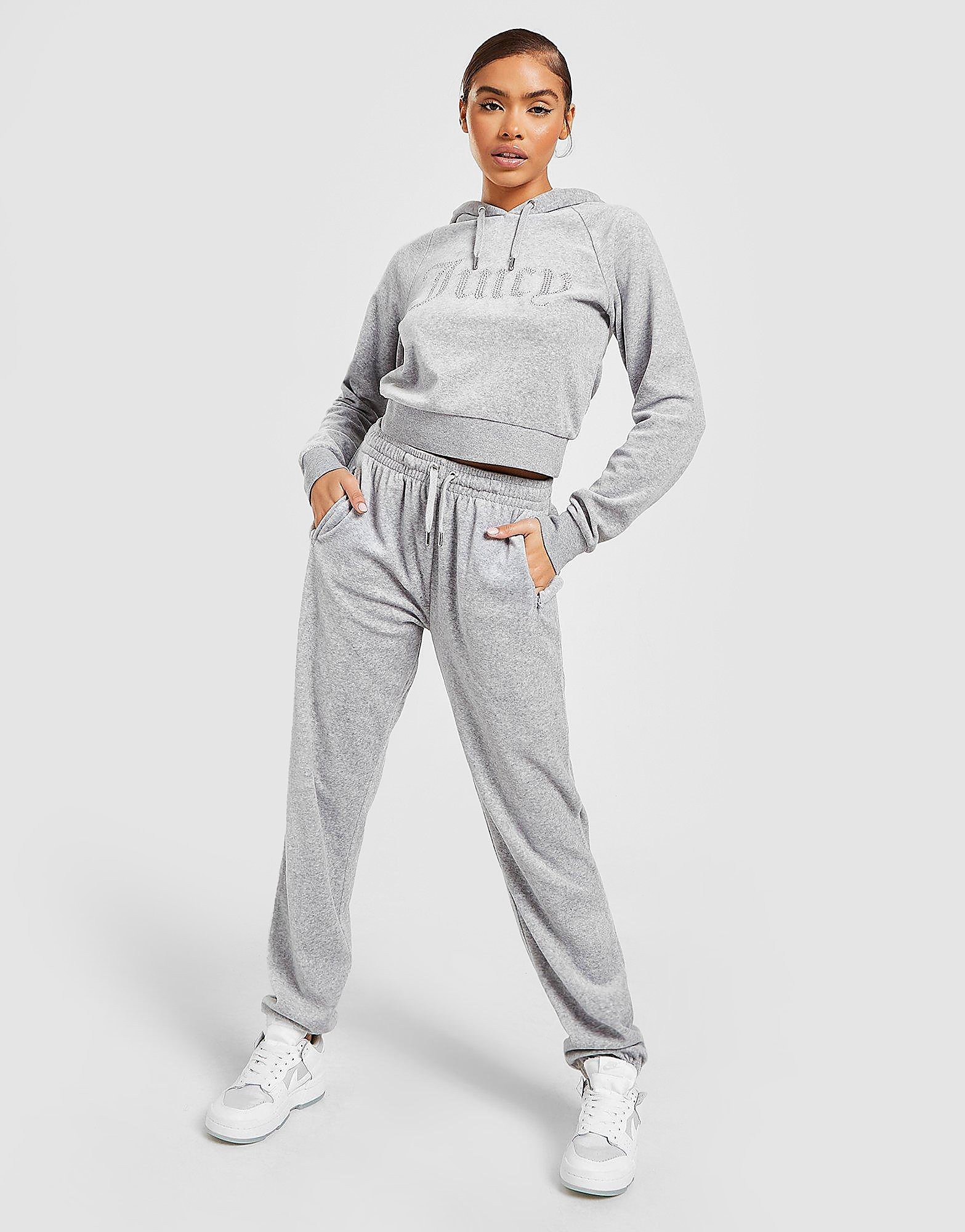 

JUICY COUTURE Diamante Velour Joggers - Only at JD - Grey - Womens, Grey