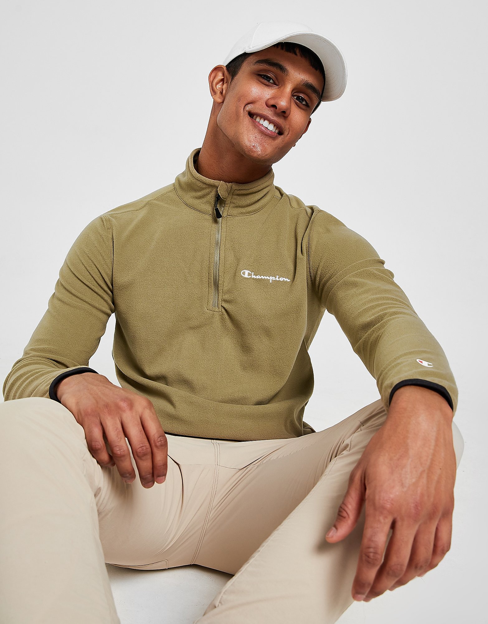 

Champion Polar Fleece 1/2 Zip Top - Green - Mens, Green