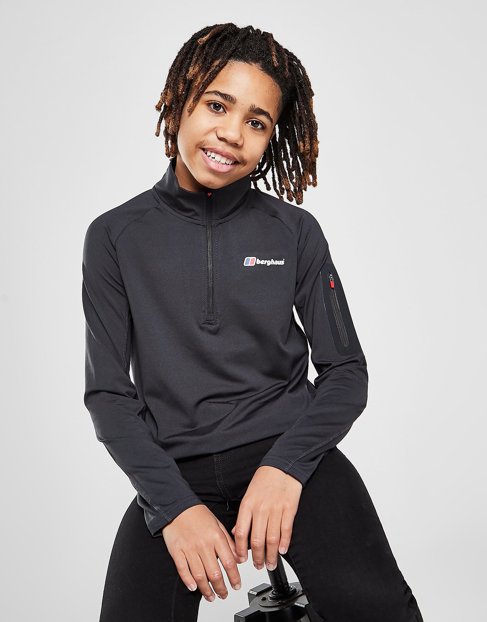Berghaus 1/4 Zip Pocket Top Junior - Only at JD - Black - Kids, Black