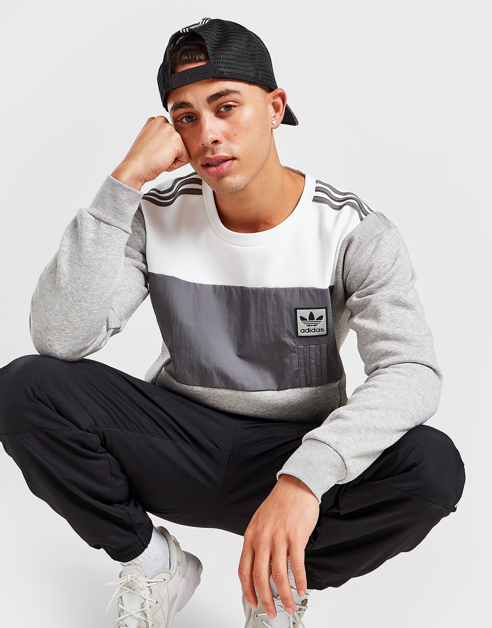 

adidas Originals ID96 Crew Sweatshirt - Grey - Mens, Grey